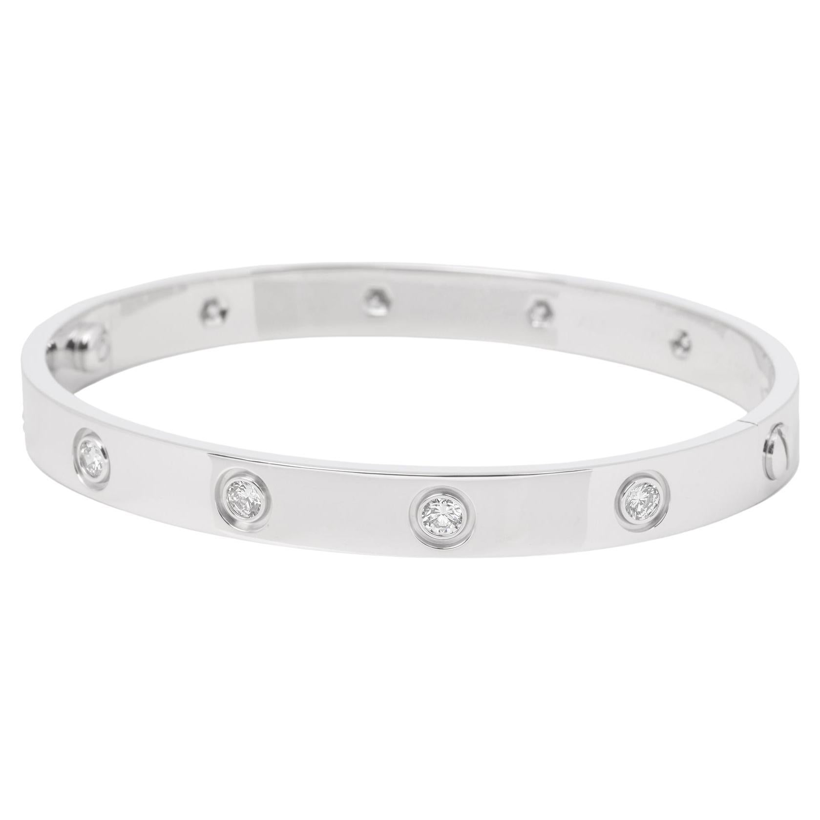 Cartier 10 Diamond 18ct White Gold Love Bangle 17cm