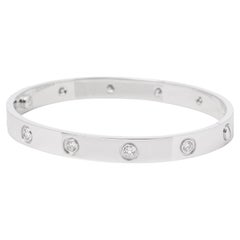 Cartier 10 Diamantes 18ct Oro Blanco Brazalete Amor