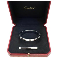 Cartier 10 Diamond White Gold Love Bangle Bracelet