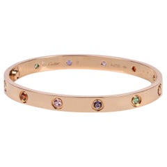 Cartier 10 Multi Sapphire 18ct Rose Gold Love Bangle