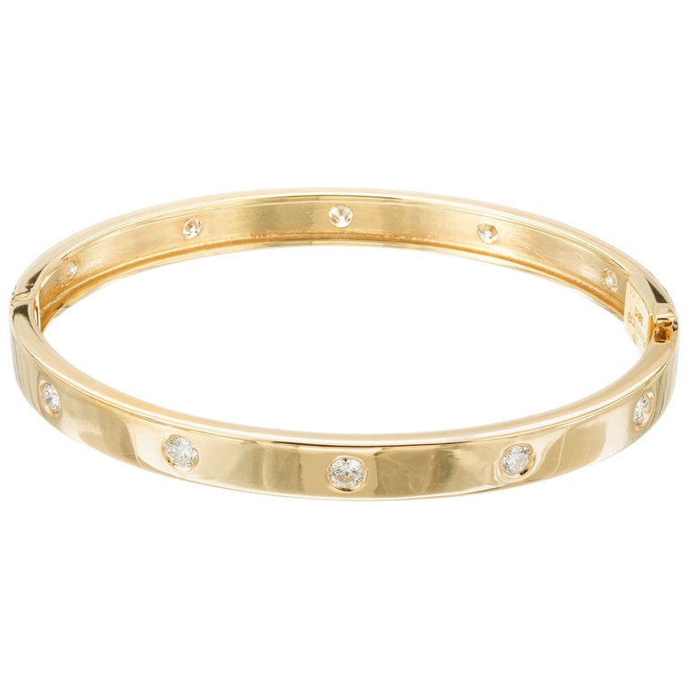 Cartier 1.00 Carat Diamond Yellow Gold Flat Bangle Bracelet at 1stDibs