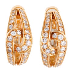 Cartier 1.00 Carat Diamond Yellow Gold Huggie Clip-On Earrings