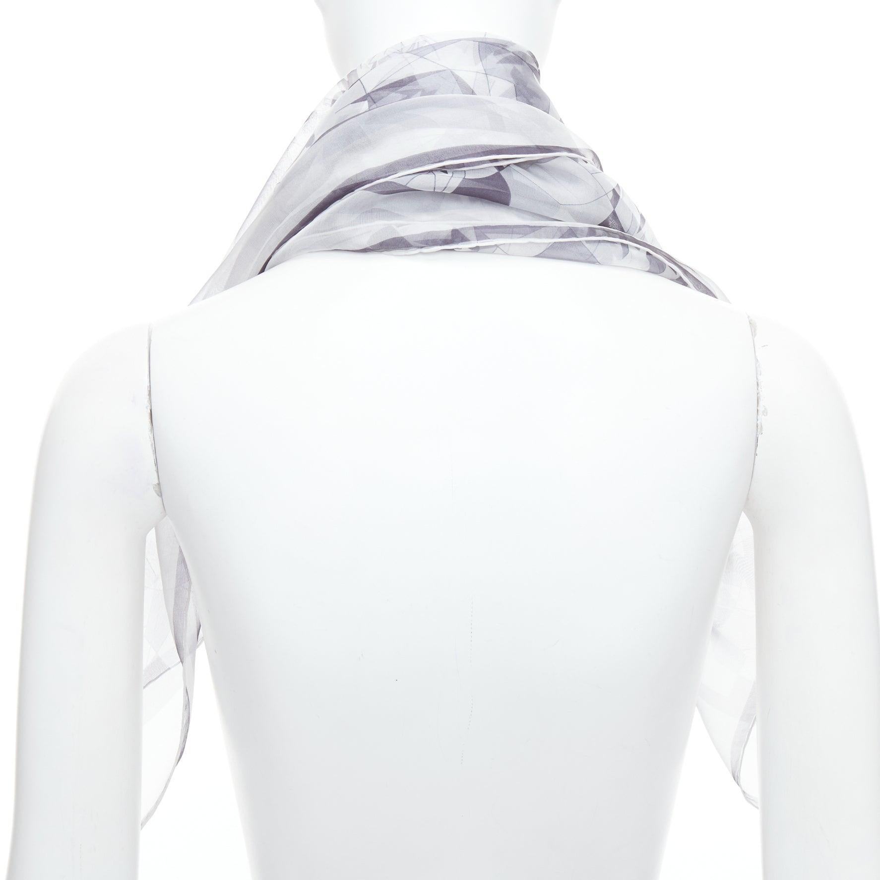 Women's CARTIER 100% silk grey sheer diamond cuts print square scarf For Sale
