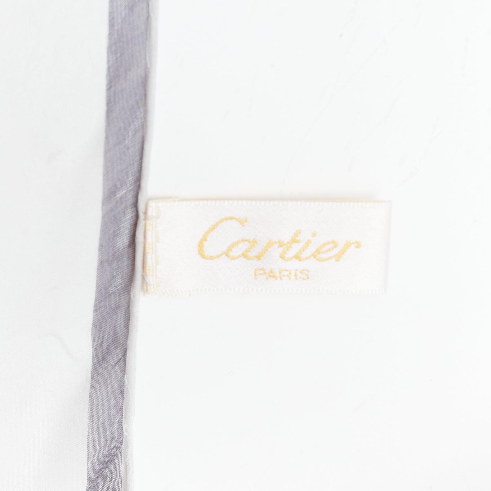 CARTIER 100% silk grey sheer diamond cuts print square scarf For Sale 4