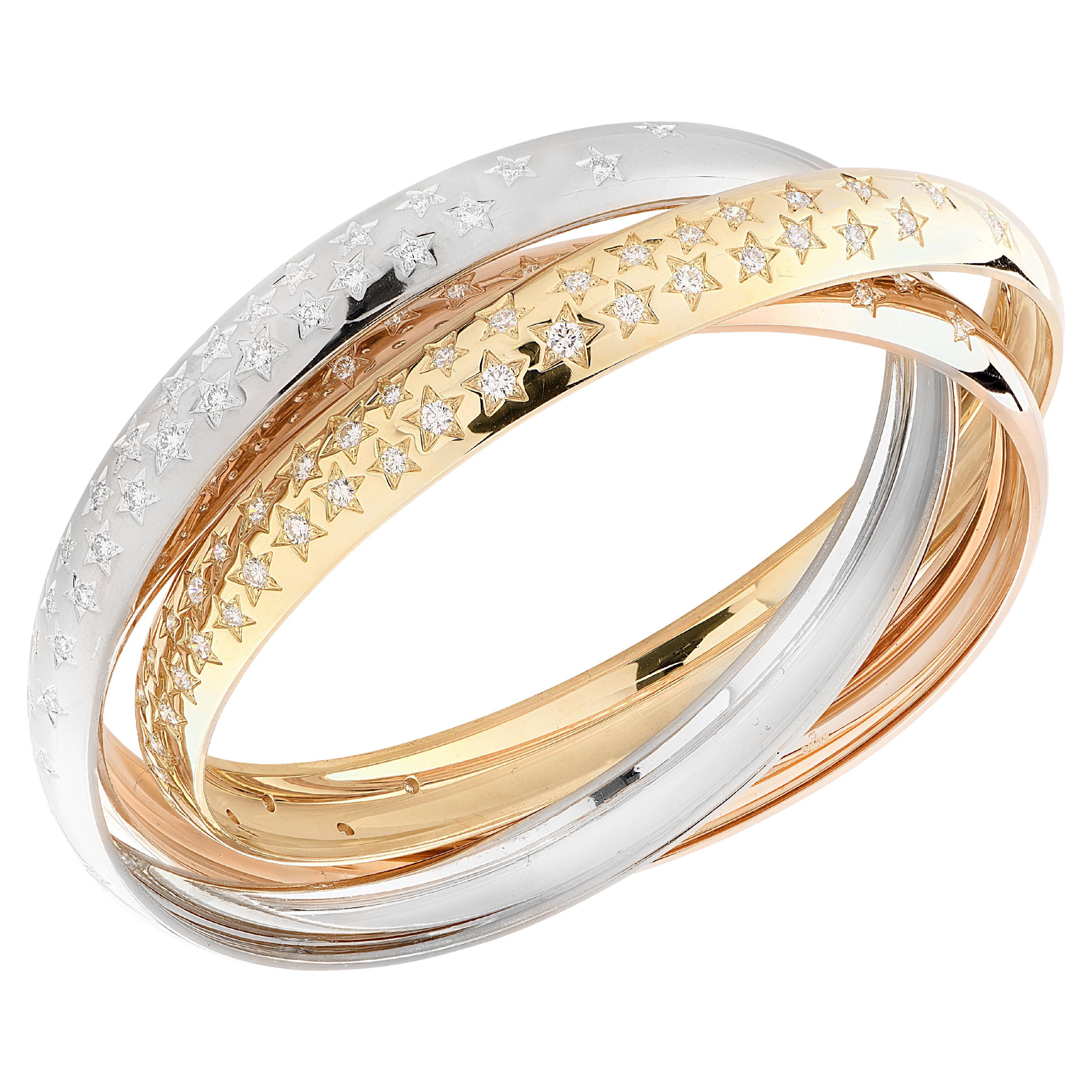 Cartier 100 Year Anniversary Celestial Trinity Bangle For Sale