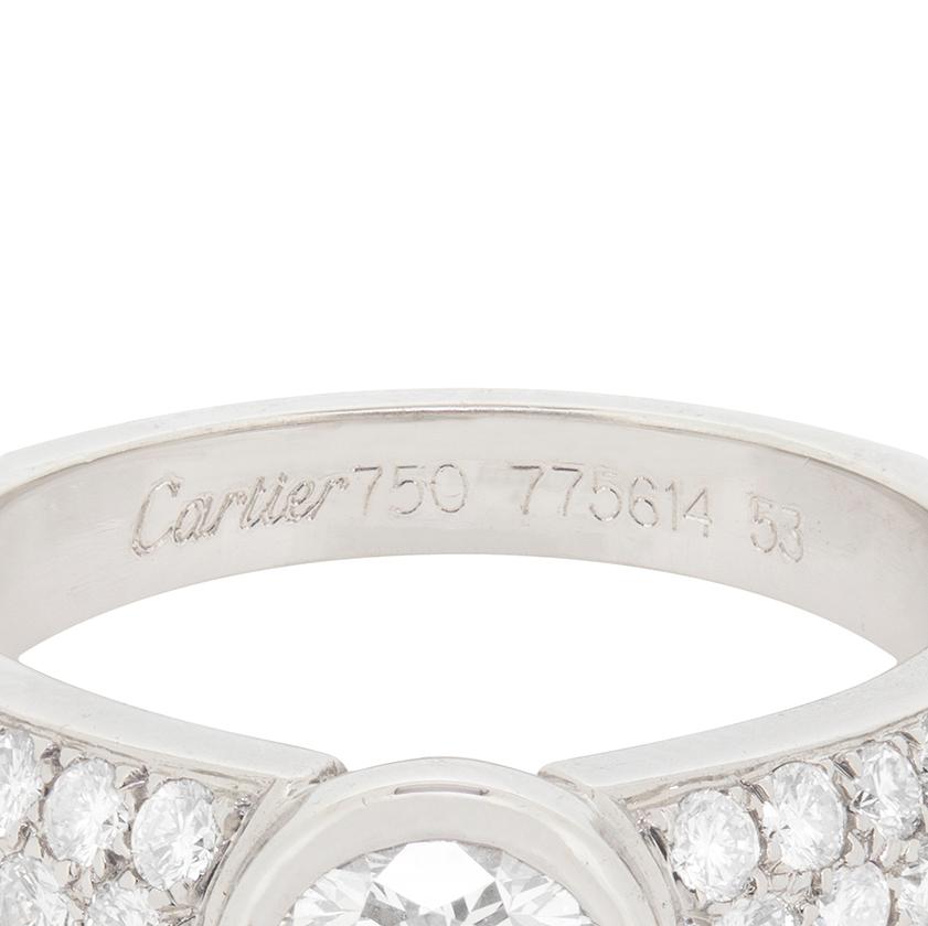 Modern Cartier 1.00 Carat Diamond Pave Engagement Ring