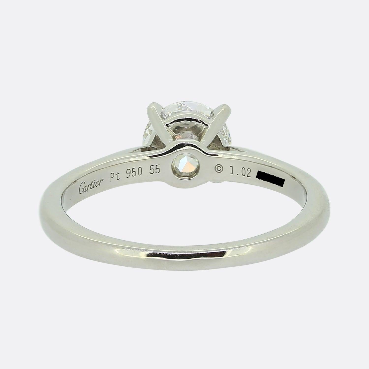 Cartier Solitär-Ring mit 1.02 Karat Diamant im Zustand „Hervorragend“ im Angebot in London, GB