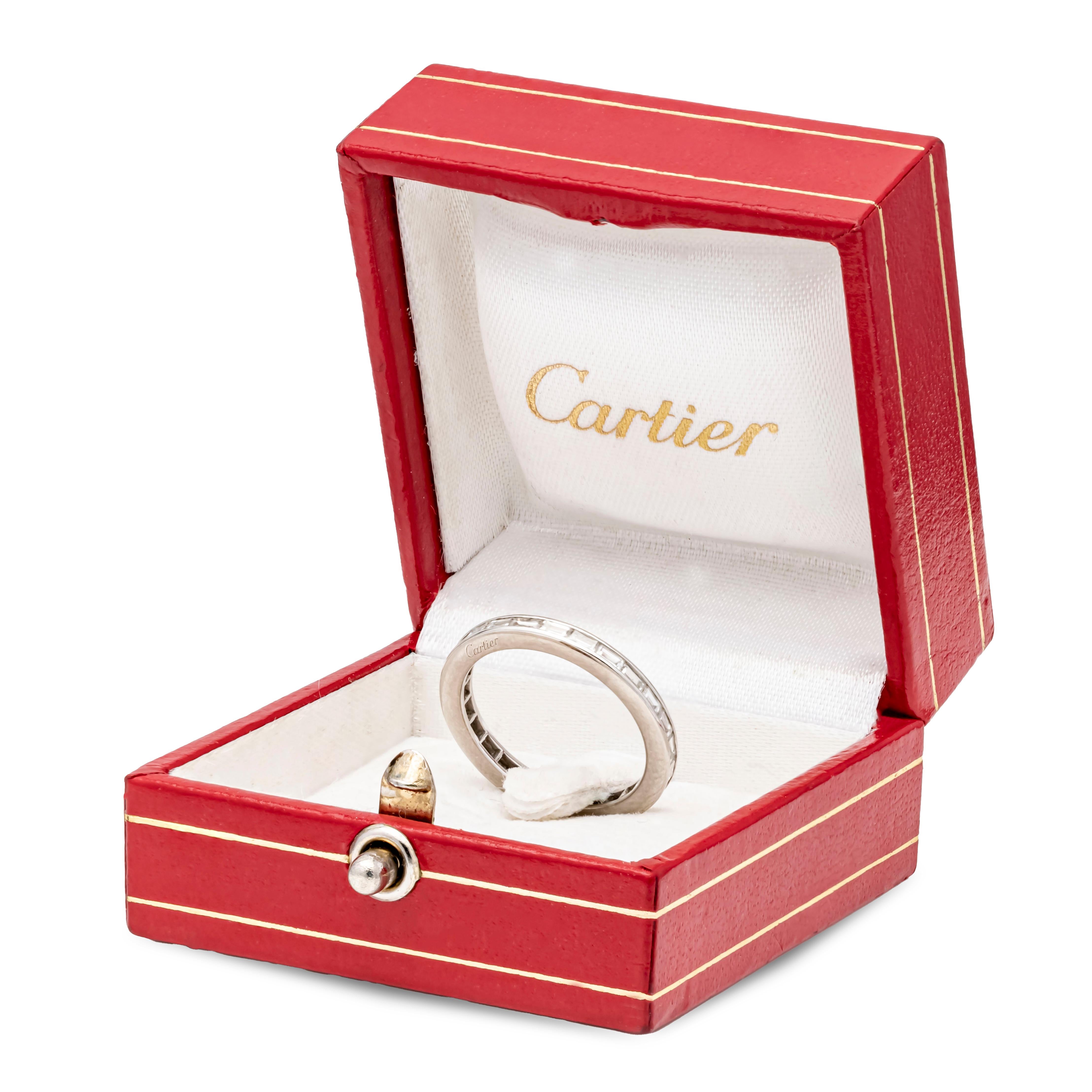 Taille baguette Cartier 1.02 Carats Baguette Diamond Channel Set Eternity Wedding Band  en vente