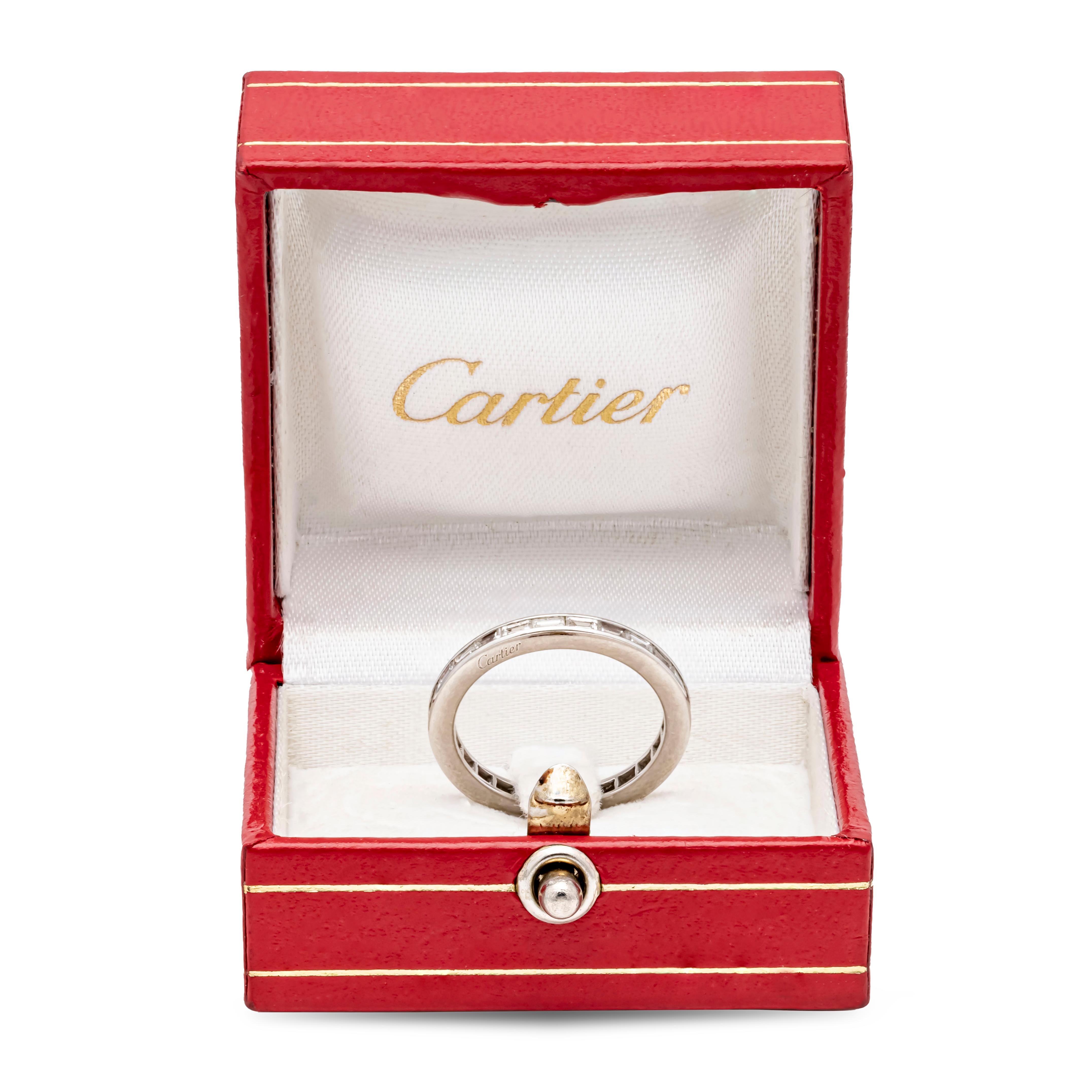 Contemporary Cartier 1.02 Carats Baguette Cut Diamond Channel Set Eternity Wedding Band  For Sale