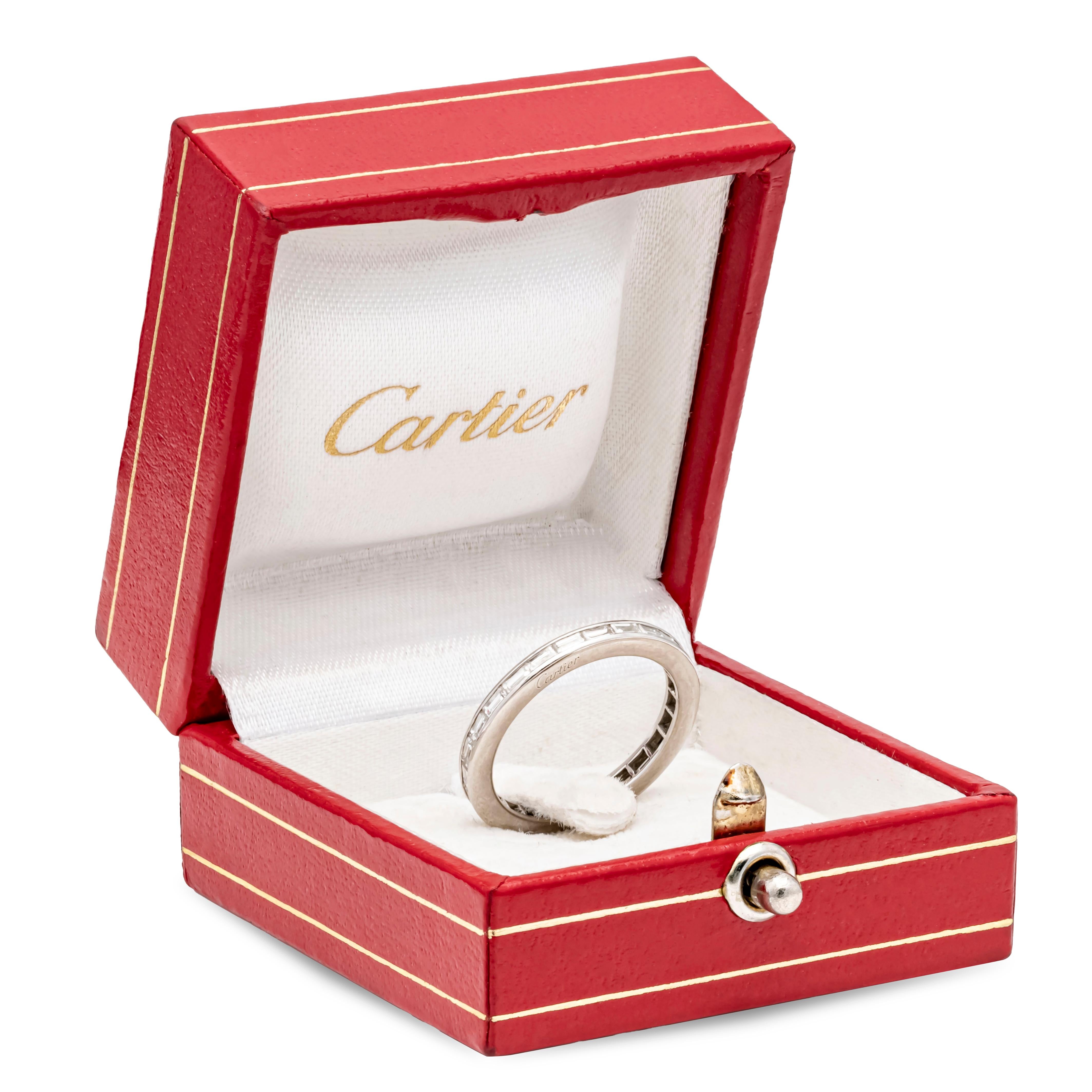 Cartier 1.02 Carats Baguette Cut Diamond Channel Set Eternity Wedding Band  For Sale 1