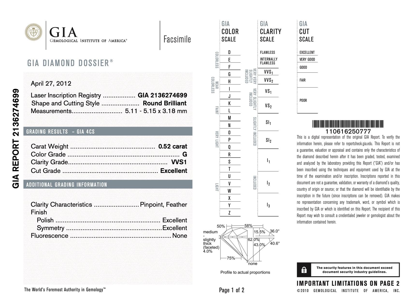 Boucles d'oreilles Cartier, 1.03 Carat Round Brilliant Cut Diamond Stud Ears en vente 3