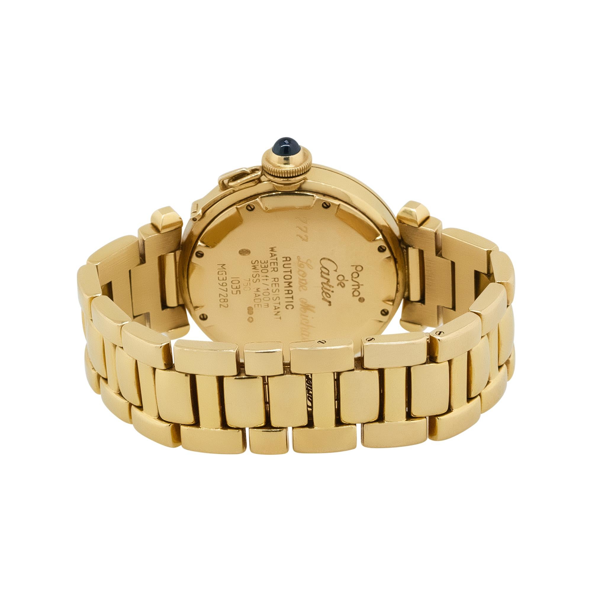 Cartier 1035 Pasha De Cartier White Dial Watch 18 Karat Watch in Stock In Excellent Condition In Boca Raton, FL