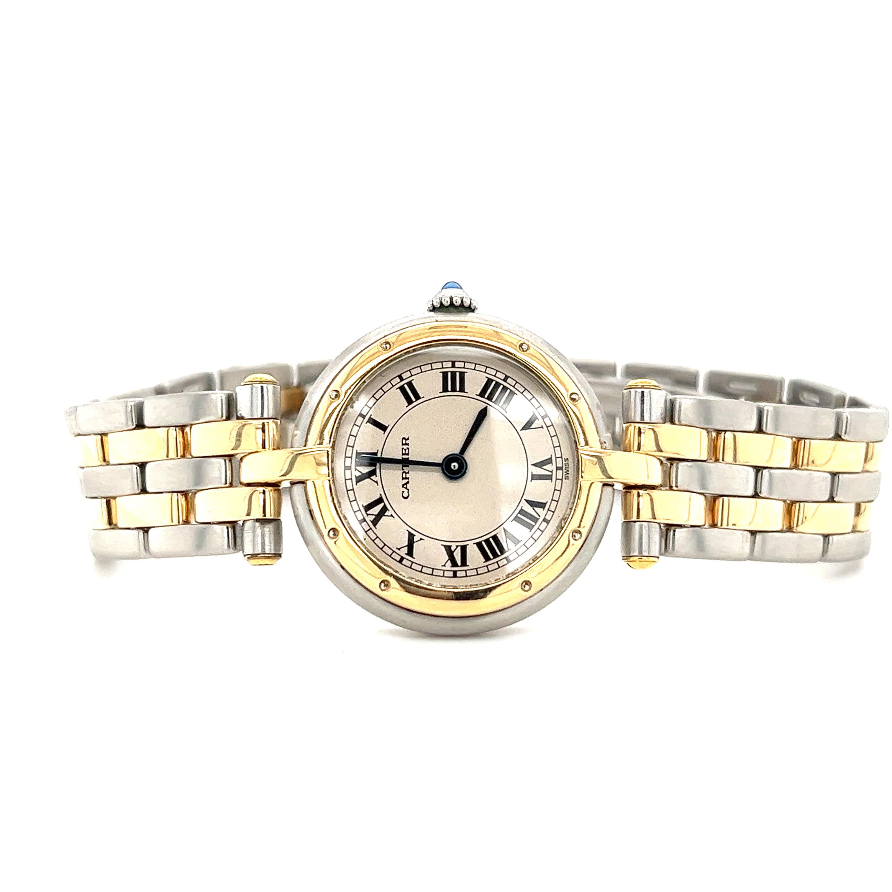 Cartier 1057920 Vendome 18k Gold Steel Champagne Dial Ladies Watch In Excellent Condition In Miami, FL