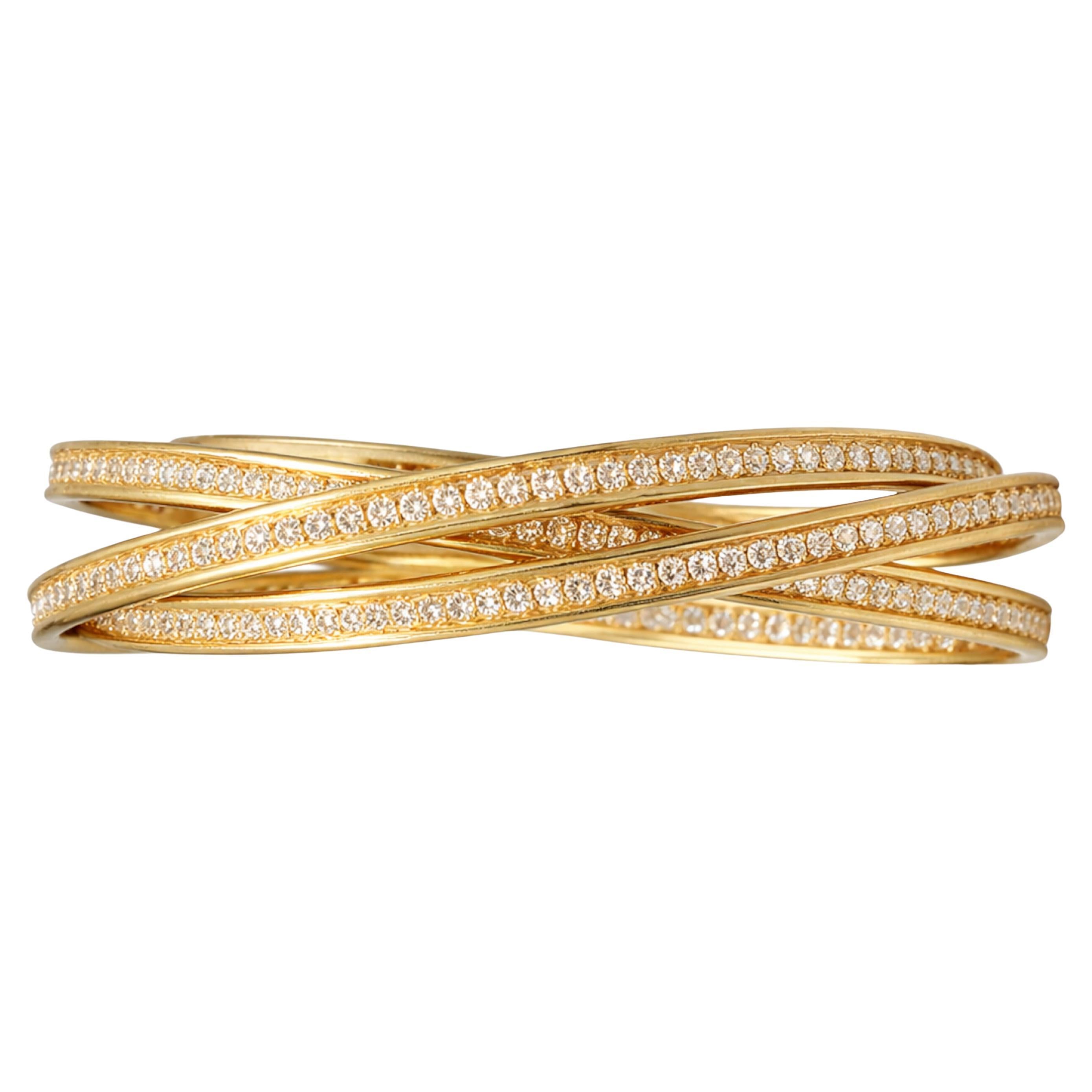 Cartier 11 Carat Trinity Diamond Bangle Bracelet For Sale