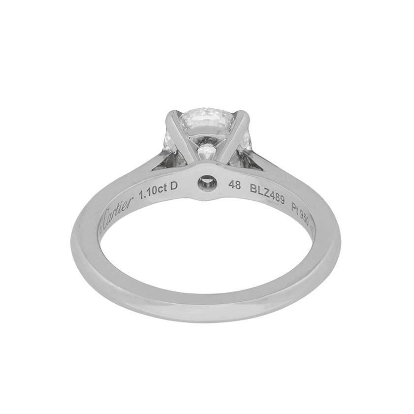 Women's or Men's Cartier 1.10 Carat Diamond Solitaire Engagement