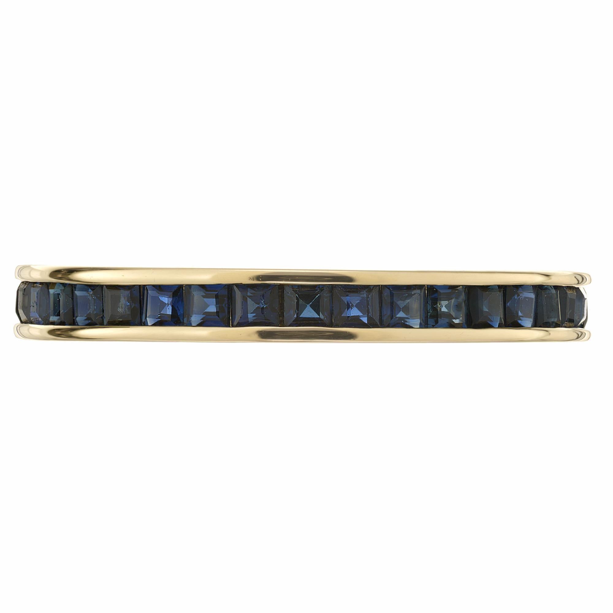 Square Cut Cartier 1.10 Carat Sapphire Gold Eternity Wedding Band Ring