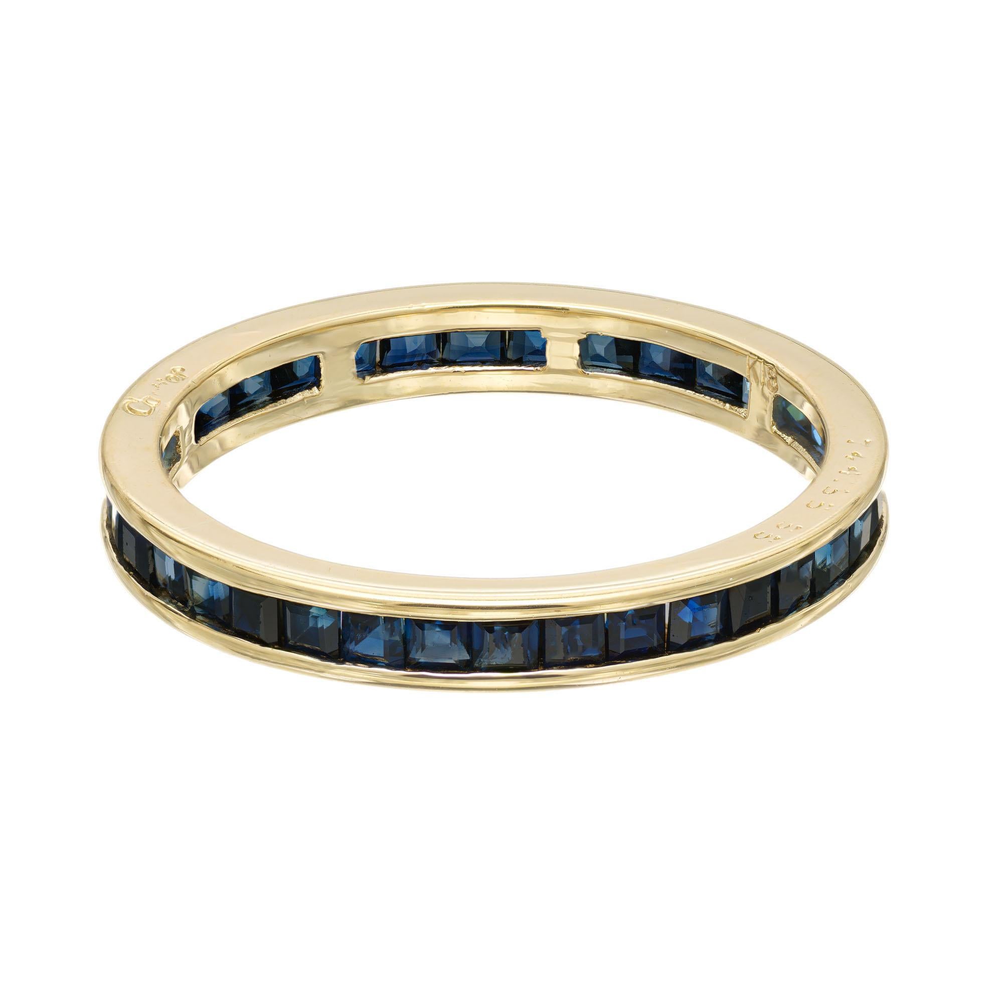 Cartier 1.10 Carat Sapphire Gold Eternity Wedding Band Ring In Excellent Condition In Stamford, CT