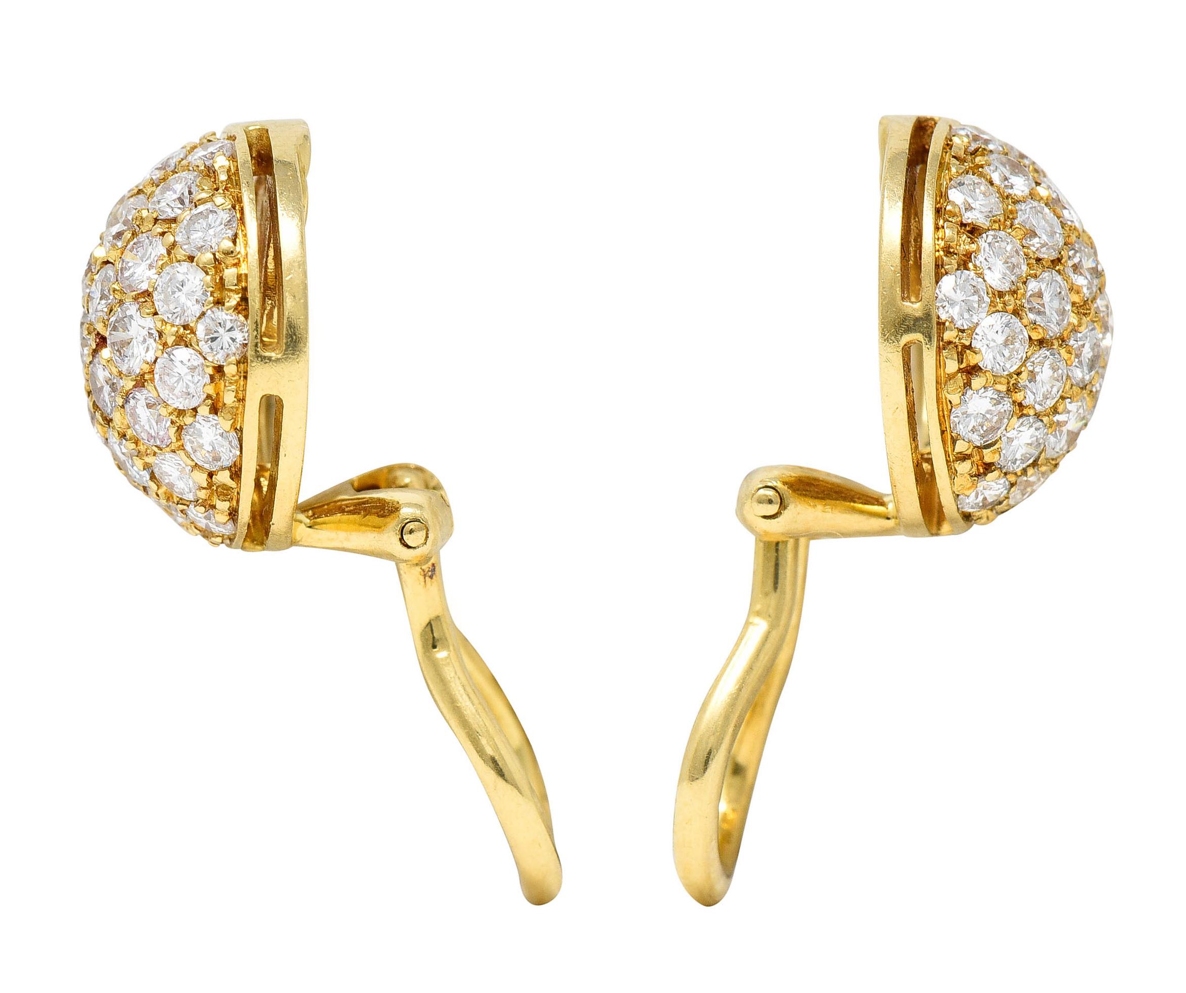 Contemporary Cartier 1.10 Carats Pave Diamond 18 Karat Gold Dome Ear-Clip Earrings