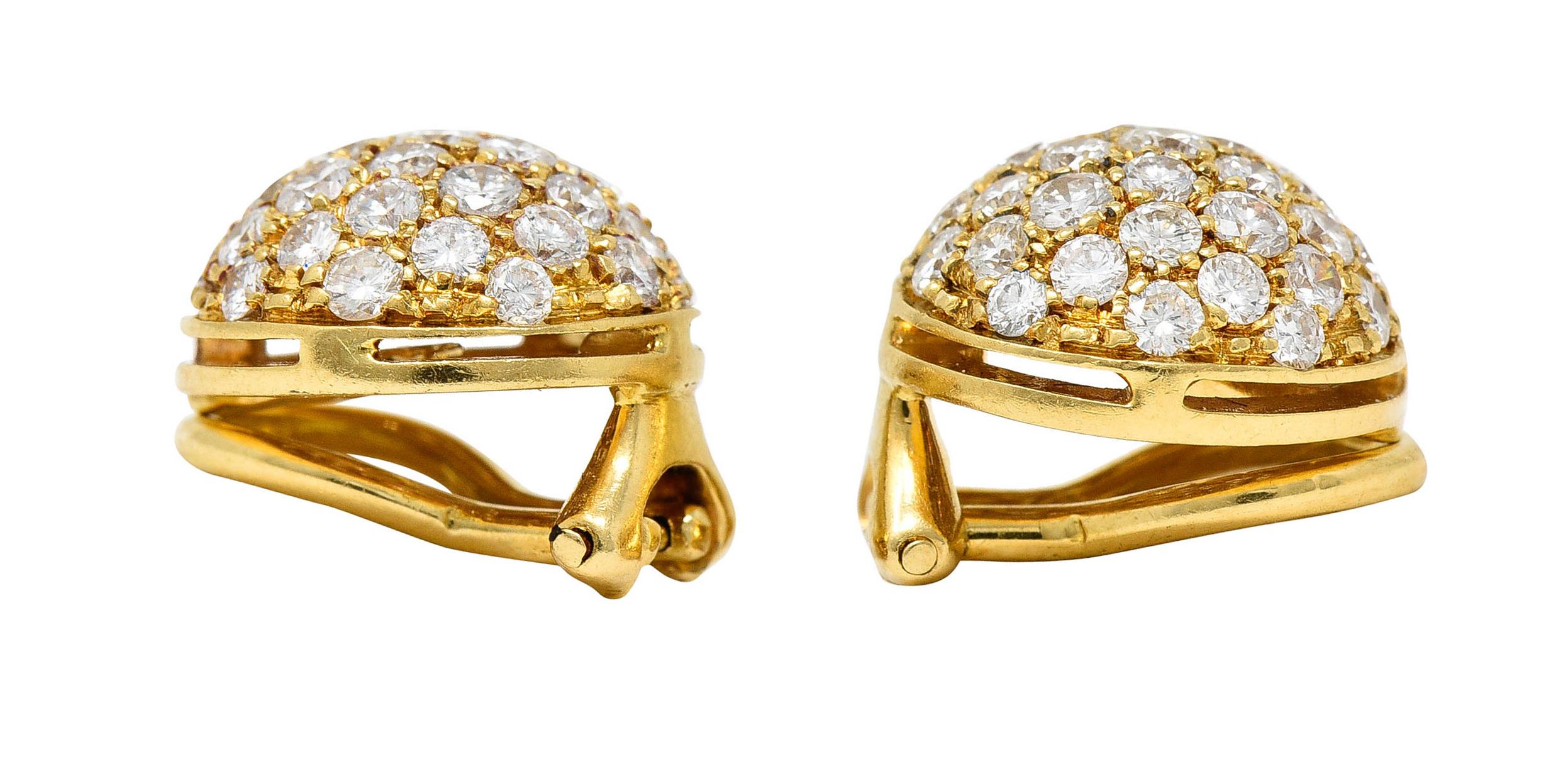 Women's or Men's Cartier 1.10 Carats Pave Diamond 18 Karat Gold Dome Ear-Clip Earrings