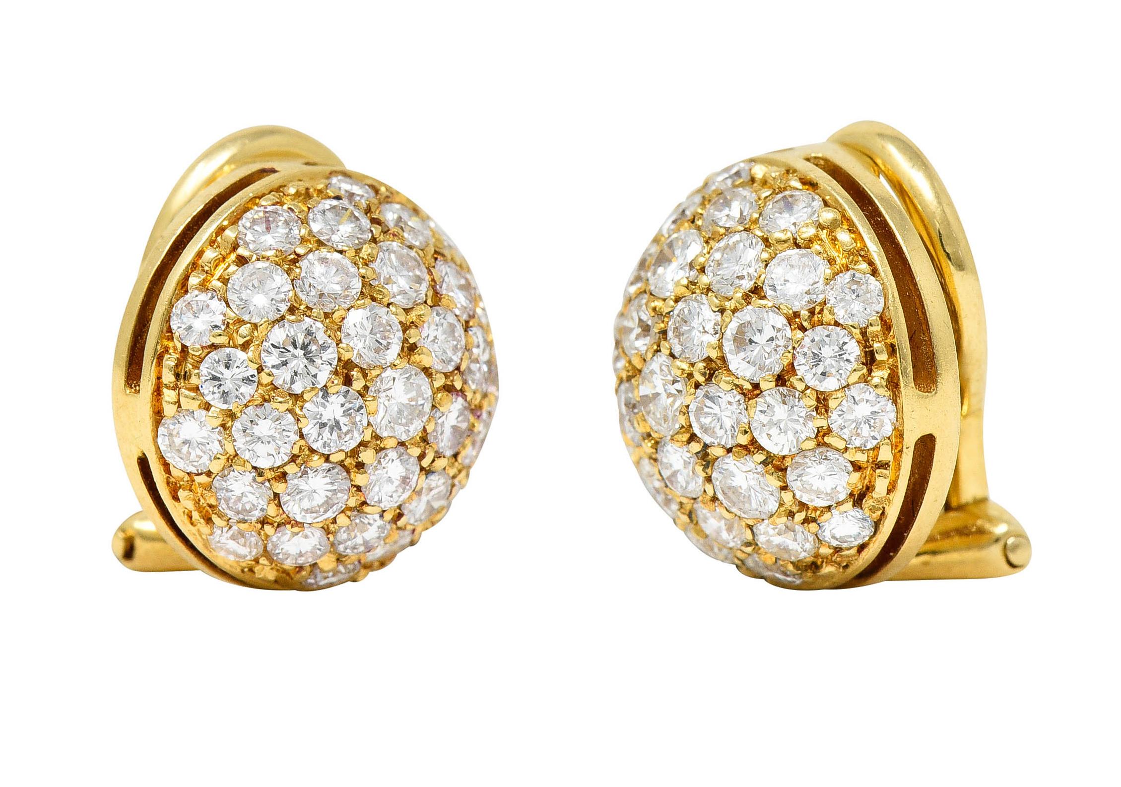 Cartier 1.10 Carats Pave Diamond 18 Karat Gold Dome Ear-Clip Earrings 1