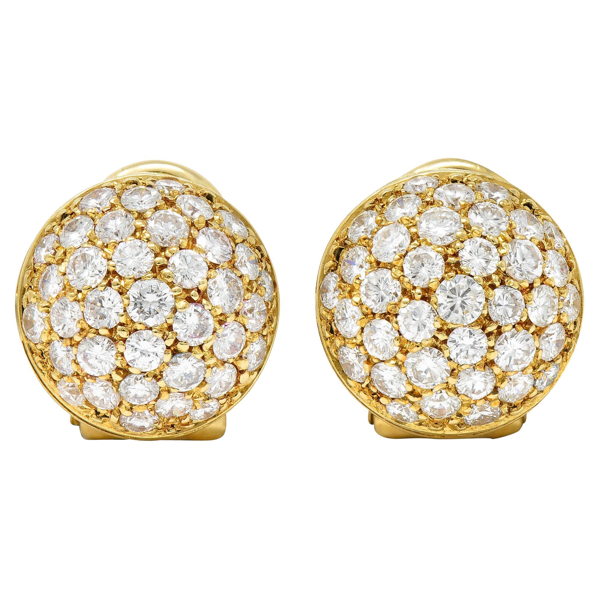 Cartier 1.10 Carats Pave Diamond 18 Karat Gold Dome Ear-Clip Earrings