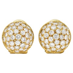 Cartier 1,10 Karat Pave Diamant 18 Karat Gold Kuppel-Ohrclip-Ohrringe
