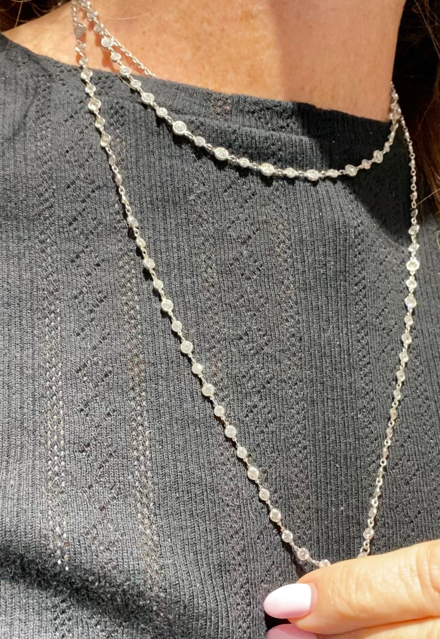 Modern Cartier 11.00 Carats Diamond Platinum Diamond by the Yard Long Chain Necklace