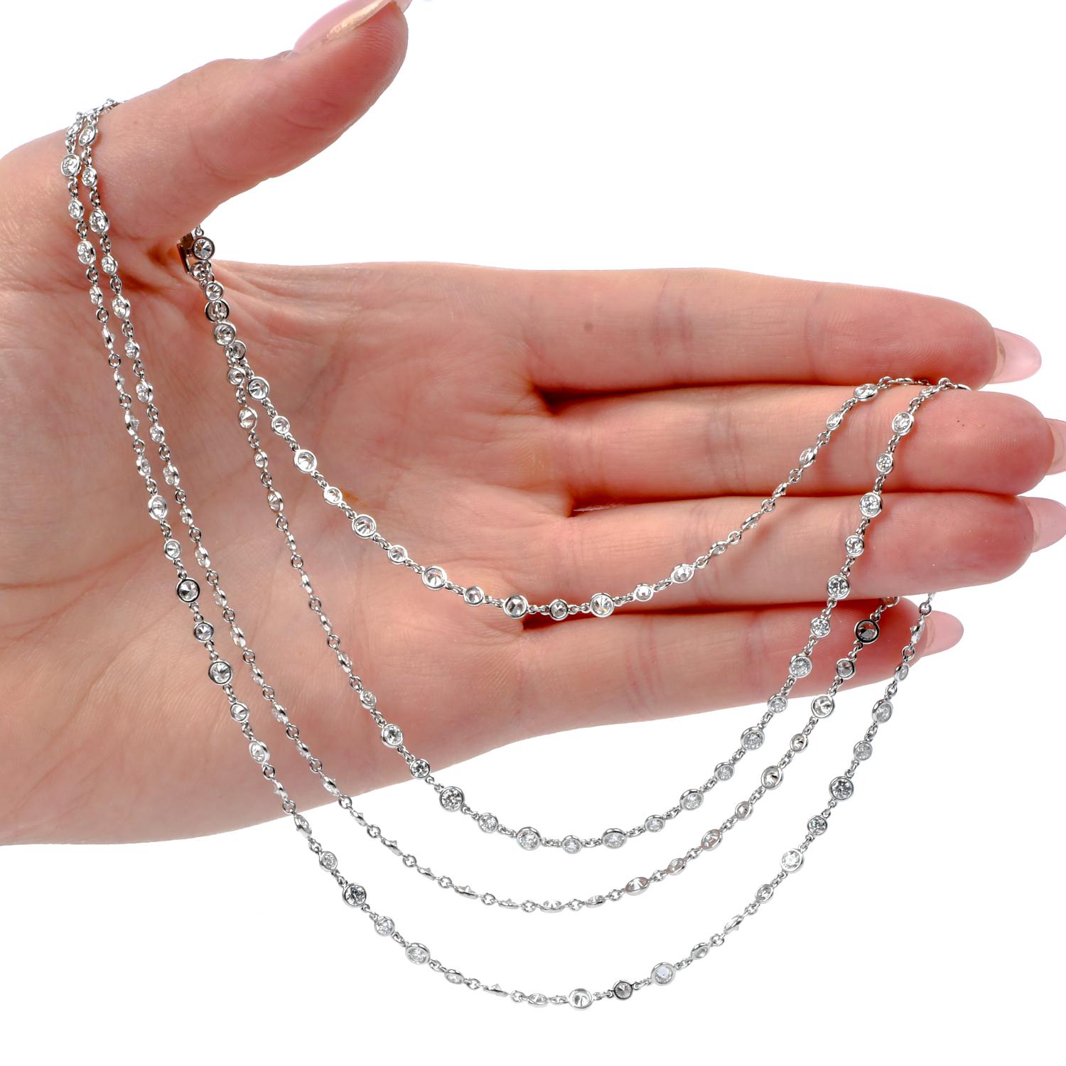 Cartier 11.00 Carats Diamond Platinum Diamond by the Yard Long Chain Necklace Pour femmes en vente