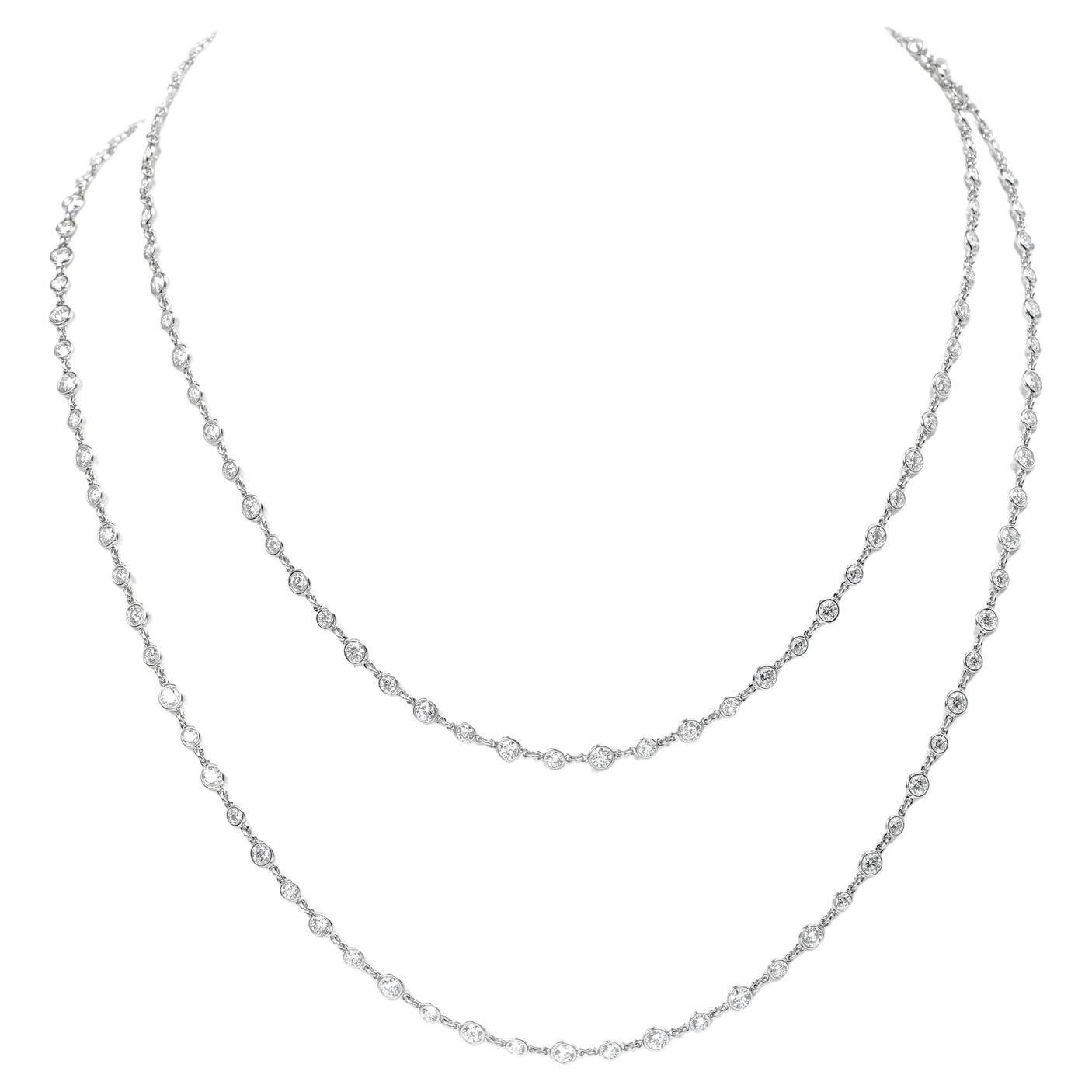 Cartier 11.00 Carats Diamond Platinum Diamond by the Yard Long Chain Necklace For Sale