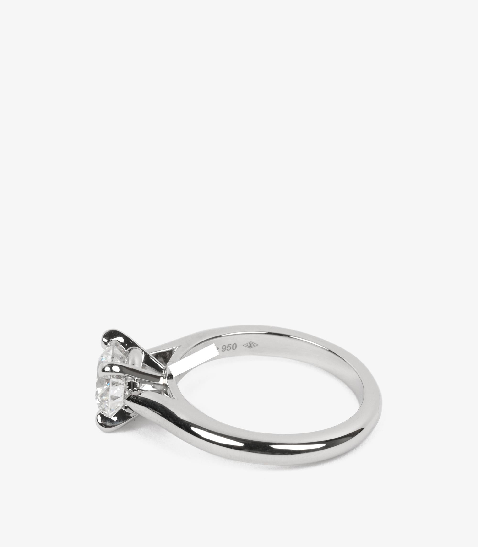 Cartier 1.10ct Brilliant Cut Diamond Platinum 1895 Ring In Excellent Condition For Sale In Bishop's Stortford, Hertfordshire
