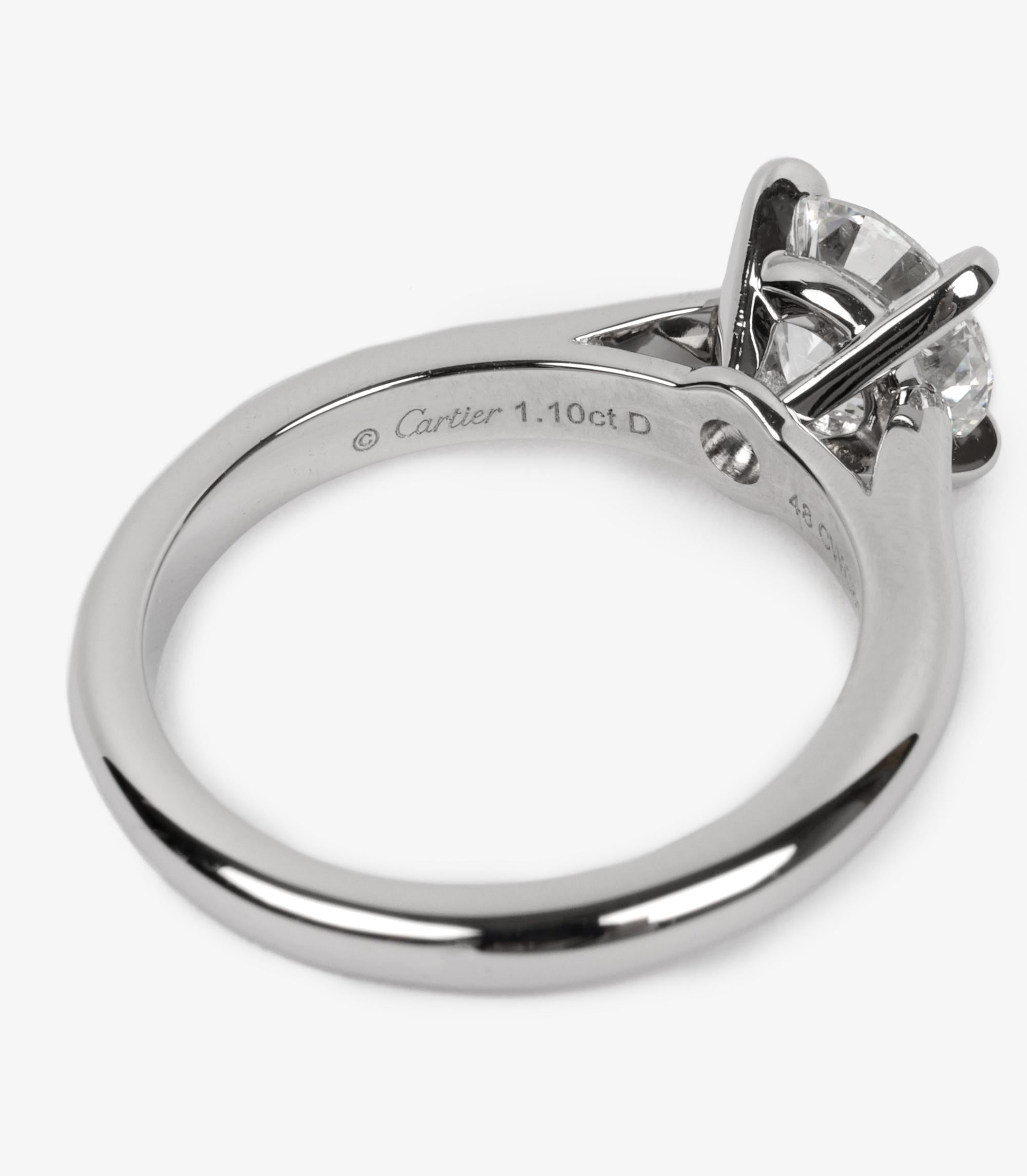 Women's or Men's Cartier 1.10ct Brilliant Cut Diamond Platinum 1895 Ring For Sale