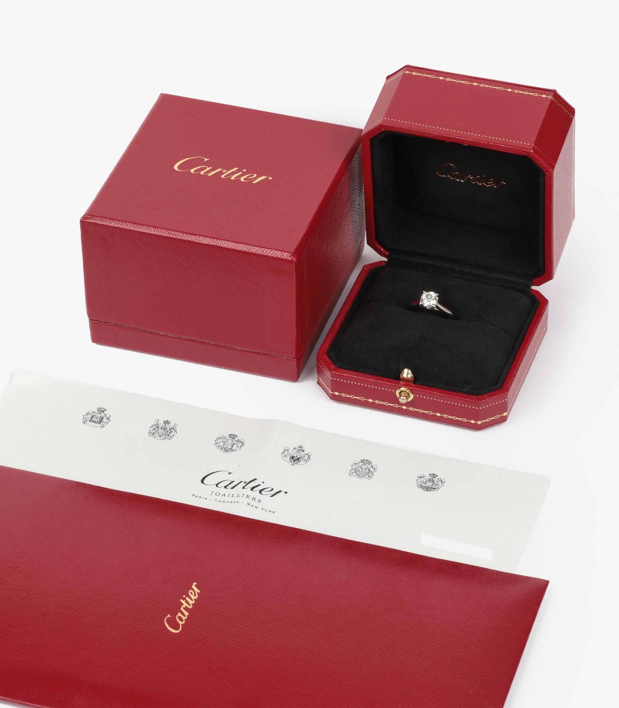 Cartier 1.10ct Brilliant Cut Diamond Platinum 1895 Ring For Sale 2