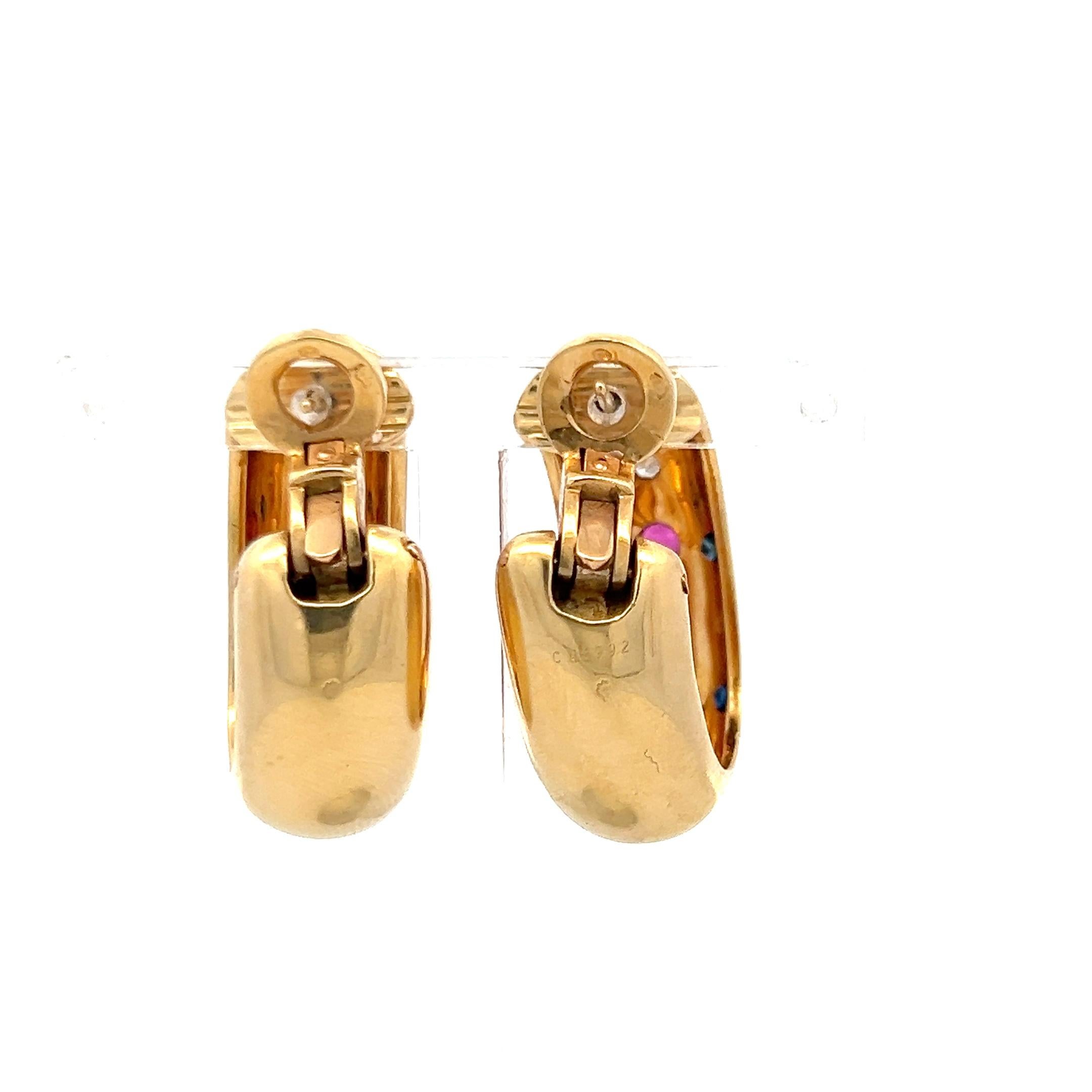 Cartier 1,14 Quilates Zafiro Rubí 0,16 Quilates Diamante 18K YG Pendientes de clip Corte redondo en venta