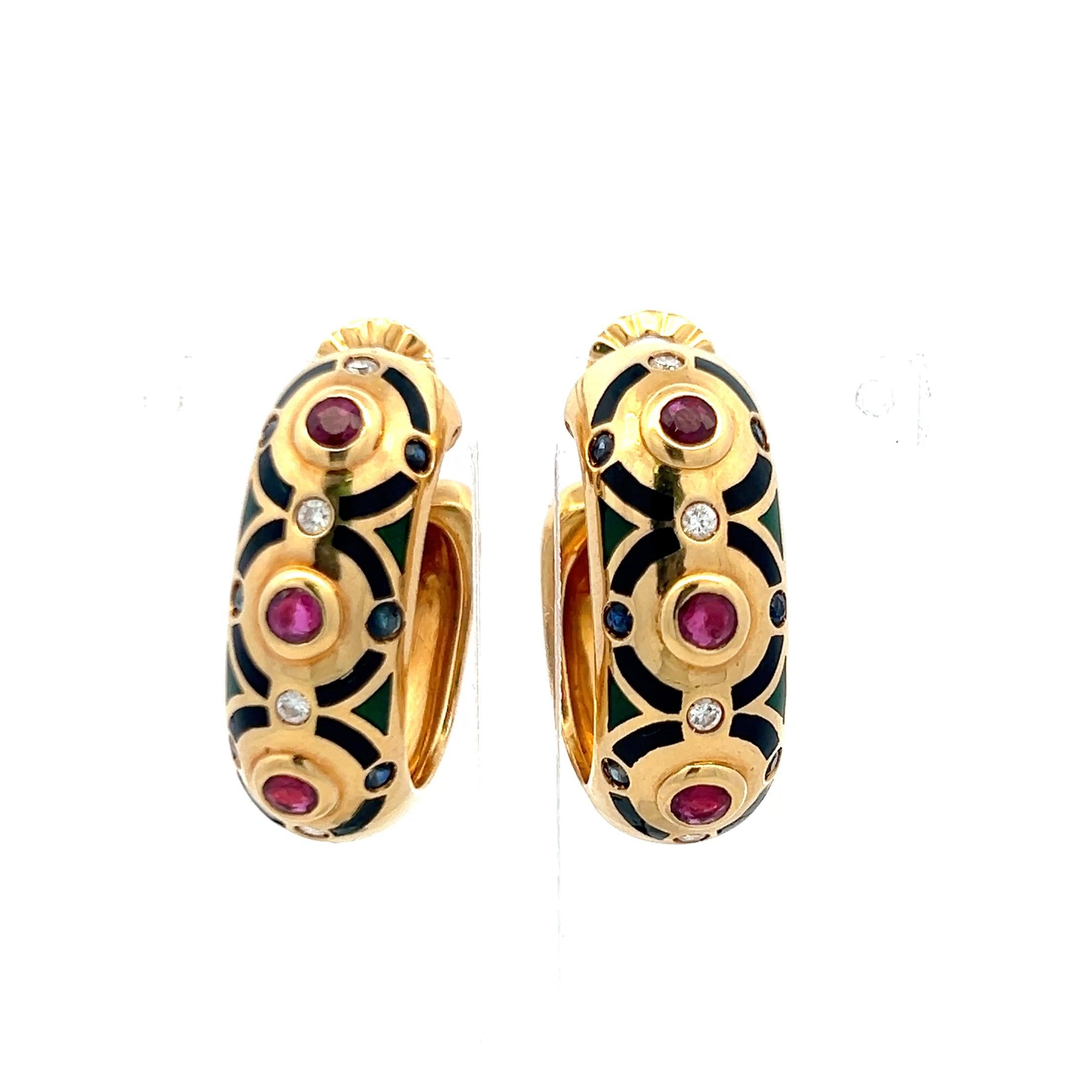 De las mujeres Cartier 1,14 Quilates Zafiro Rubí 0,16 Quilates Diamante 18K YG Pendientes de clip en venta