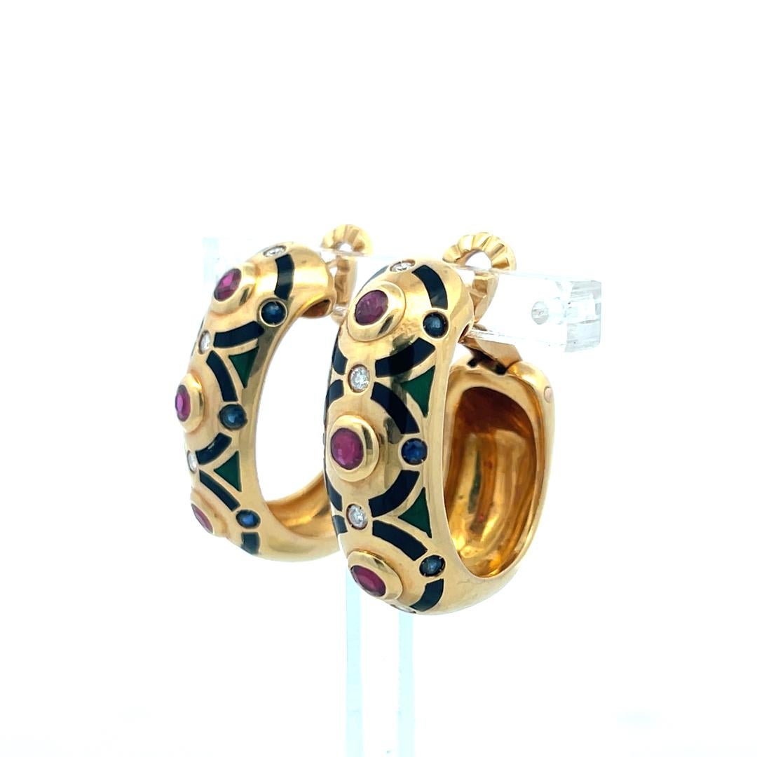 Cartier 1,14 Quilates Zafiro Rubí 0,16 Quilates Diamante 18K YG Pendientes de clip en venta 1