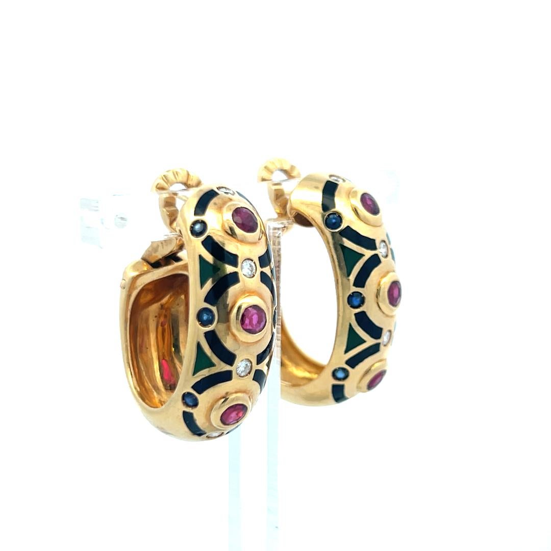 Cartier 1,14 Quilates Zafiro Rubí 0,16 Quilates Diamante 18K YG Pendientes de clip en venta 2