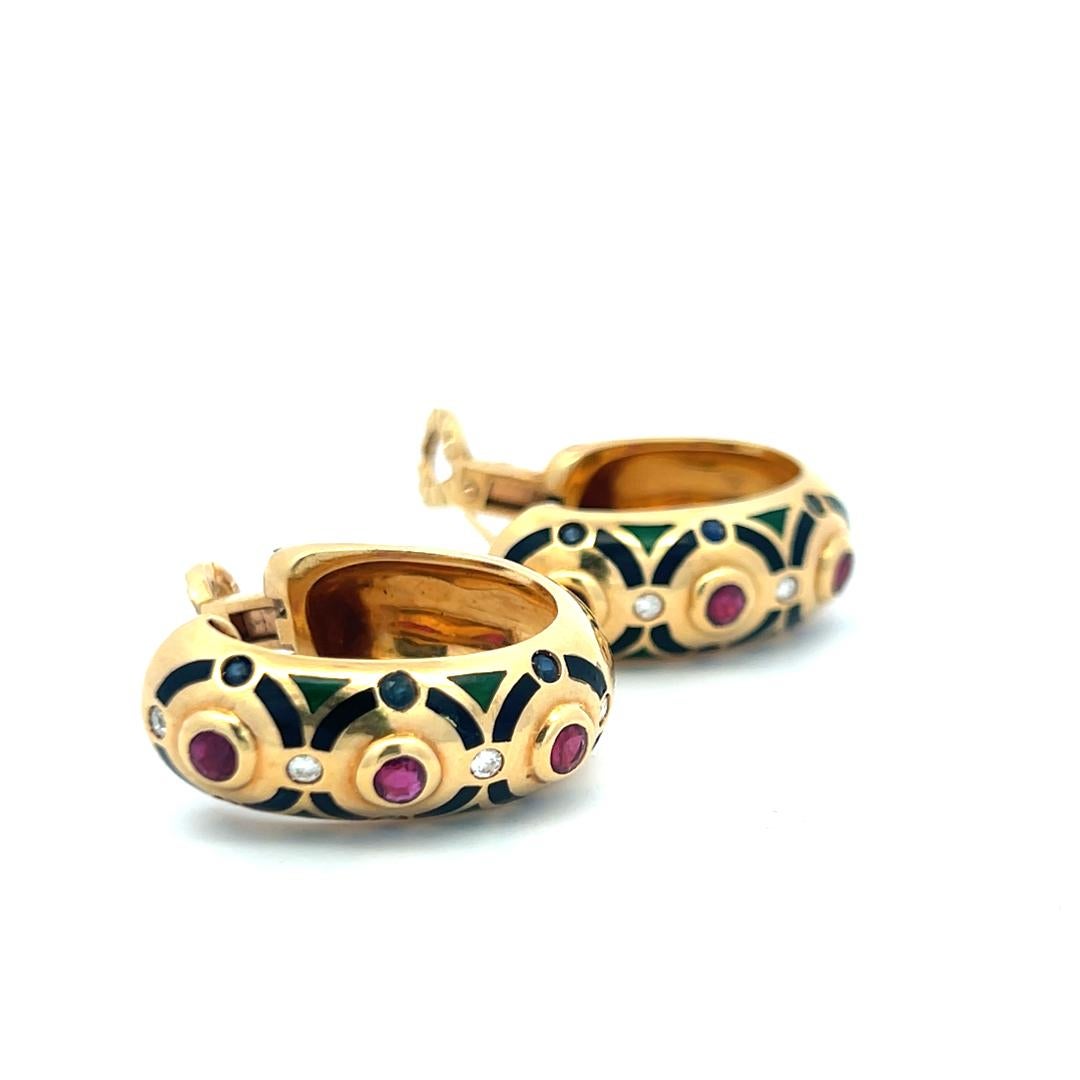 Cartier 1,14 Quilates Zafiro Rubí 0,16 Quilates Diamante 18K YG Pendientes de clip en venta 4