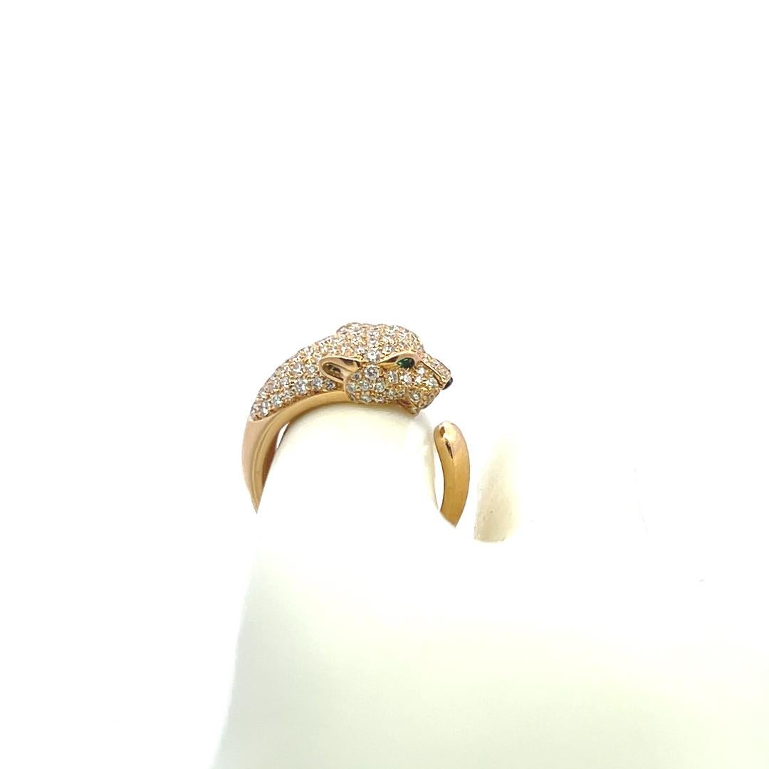 Bague Panthère en or jaune 18K de Cartier, diamant rond brillant de 1,15 carat en vente 5