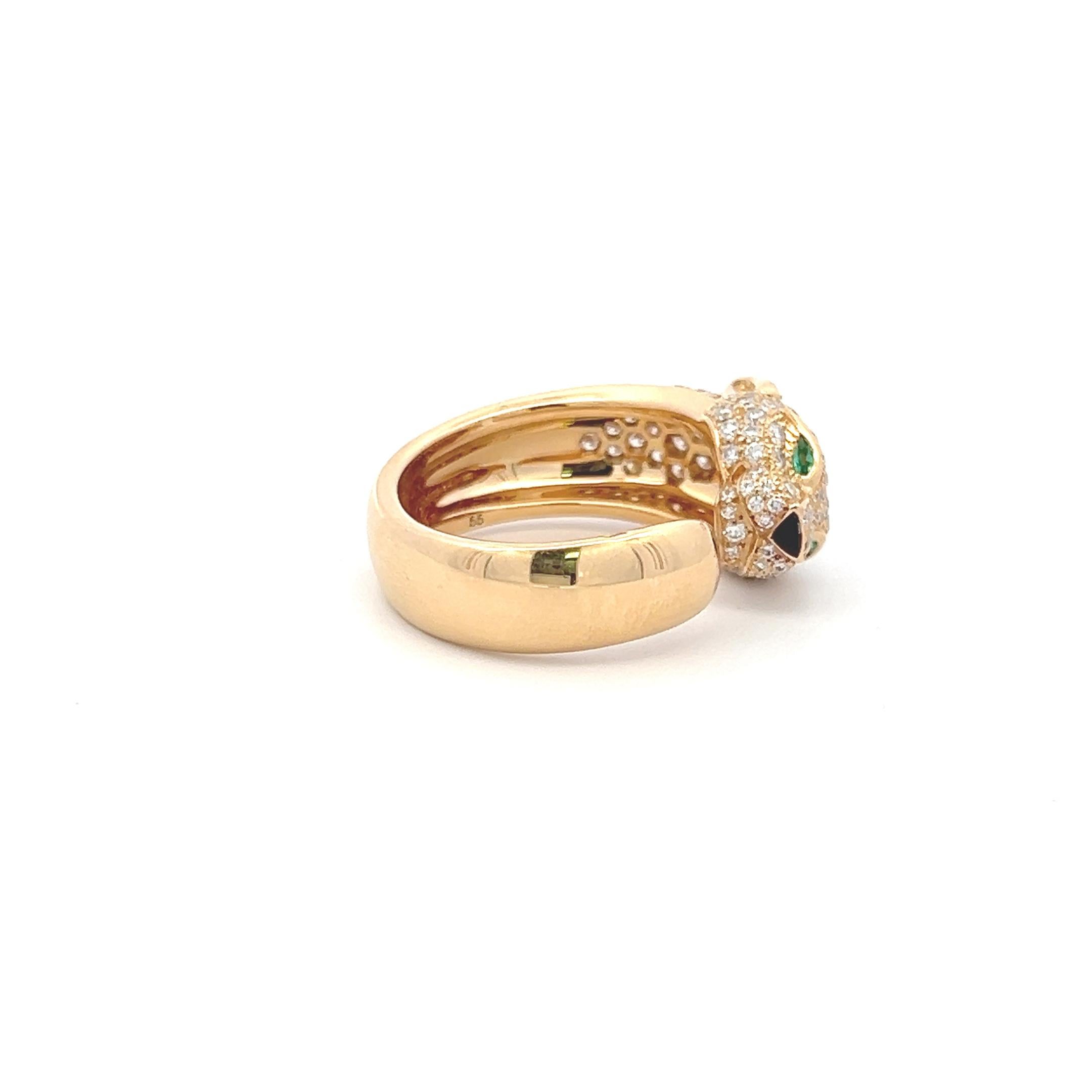 Taille ronde Bague Panthère en or jaune 18K de Cartier, diamant rond brillant de 1,15 carat en vente