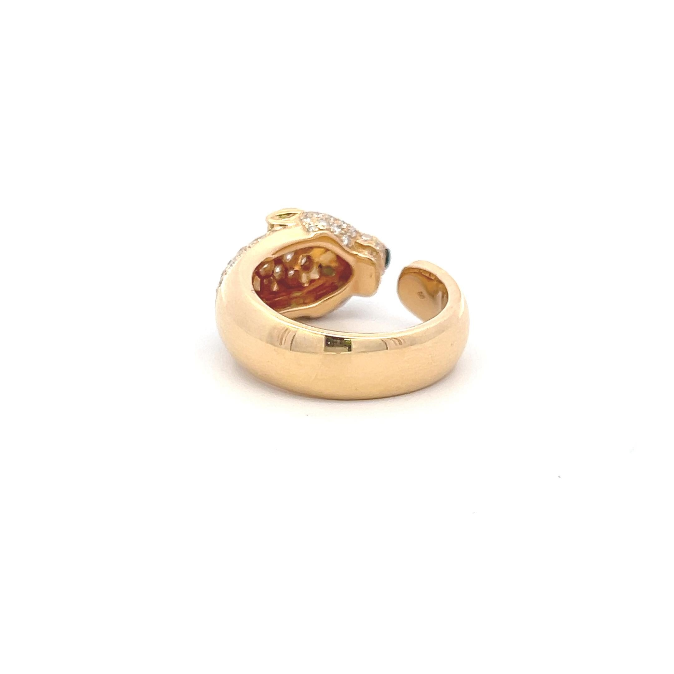 Bague Panthère en or jaune 18K de Cartier, diamant rond brillant de 1,15 carat Bon état - En vente à New York, NY
