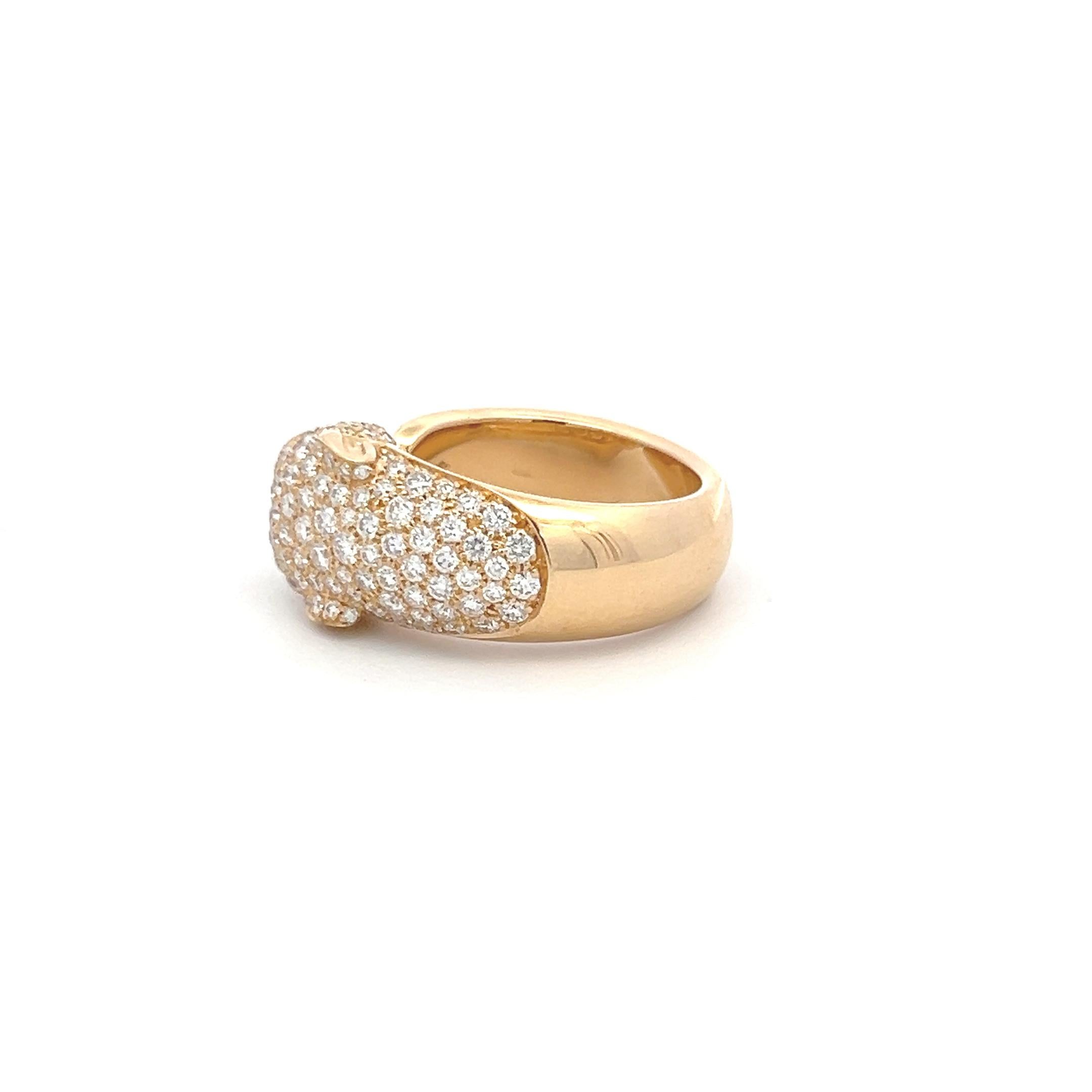Bague Panthère en or jaune 18K de Cartier, diamant rond brillant de 1,15 carat Pour femmes en vente