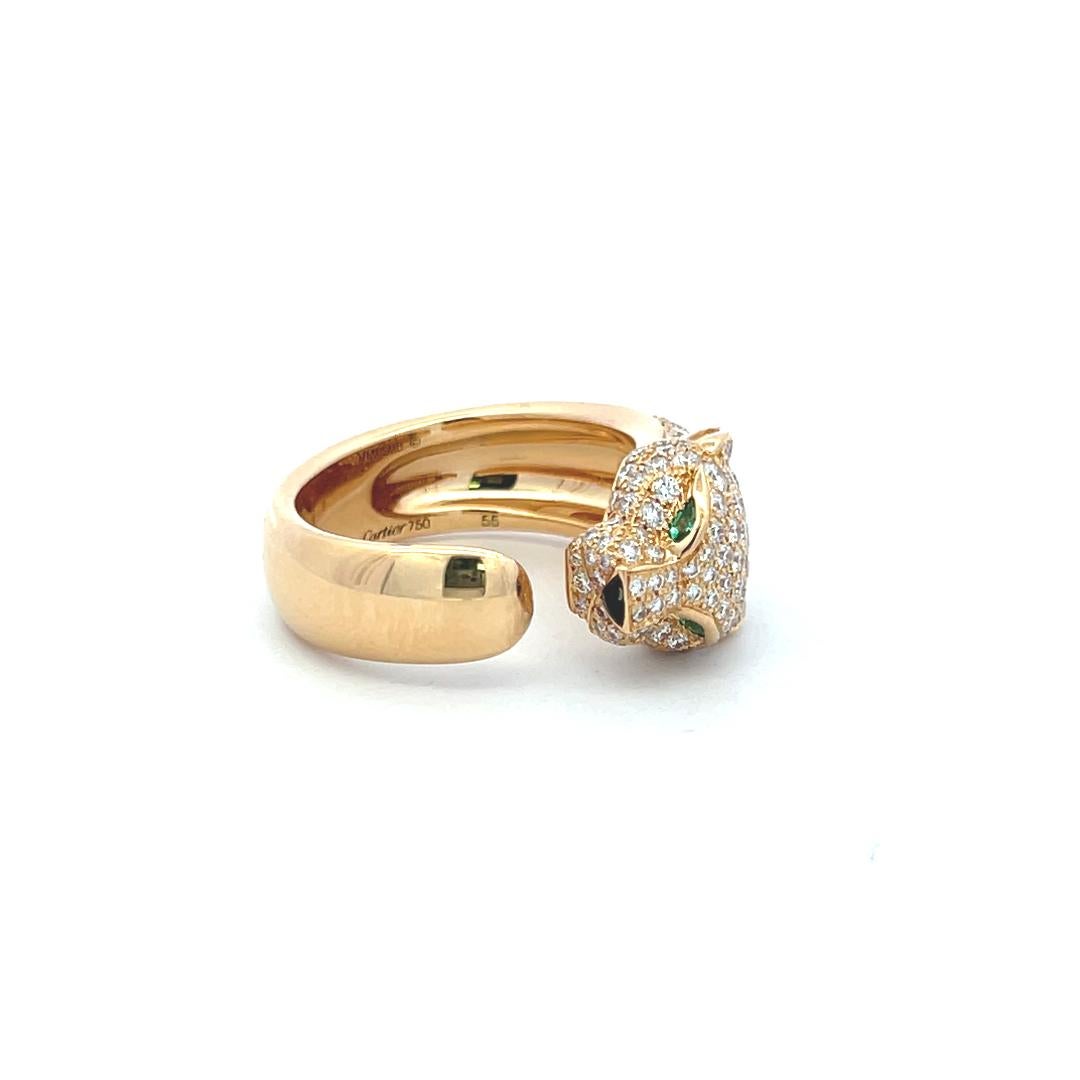 Bague Panthère en or jaune 18K de Cartier, diamant rond brillant de 1,15 carat en vente 2