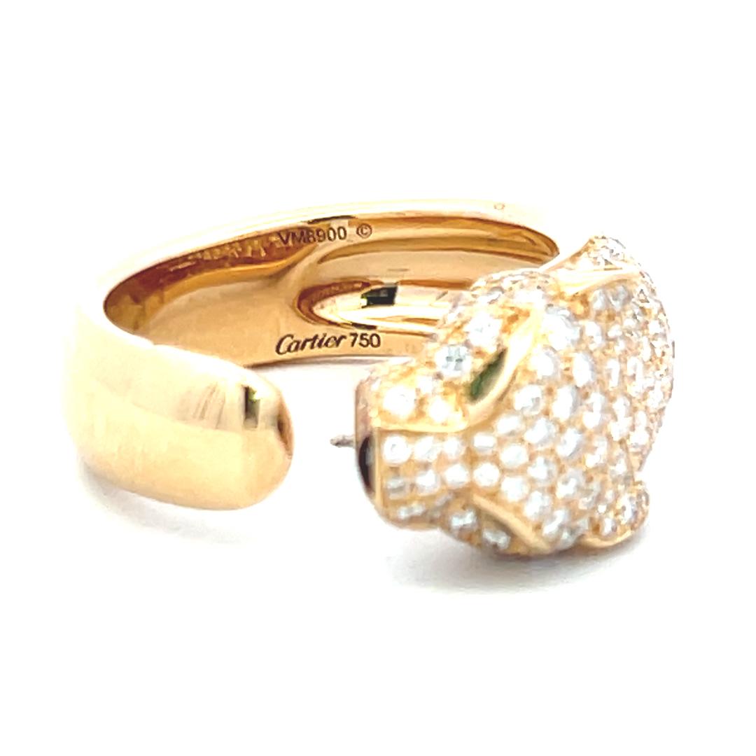 Bague Panthère en or jaune 18K de Cartier, diamant rond brillant de 1,15 carat en vente 3