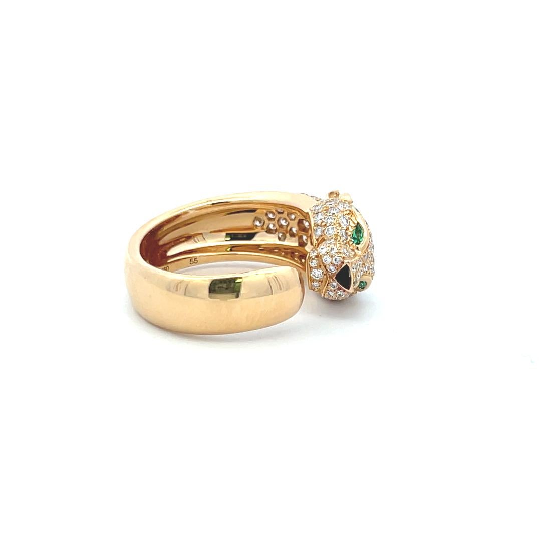 Bague Panthère en or jaune 18K de Cartier, diamant rond brillant de 1,15 carat en vente 4