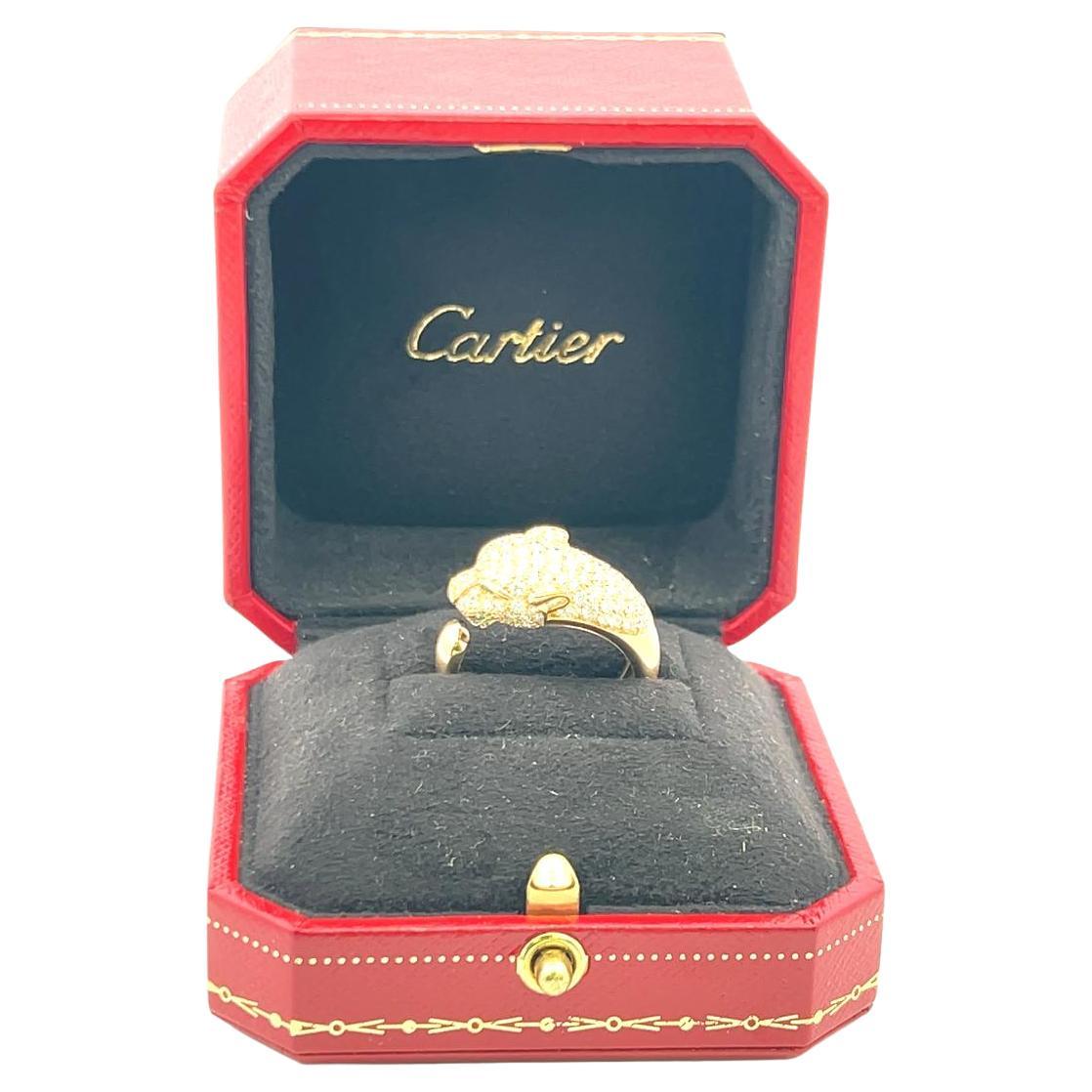 Bague Panthère en or jaune 18K de Cartier, diamant rond brillant de 1,15 carat