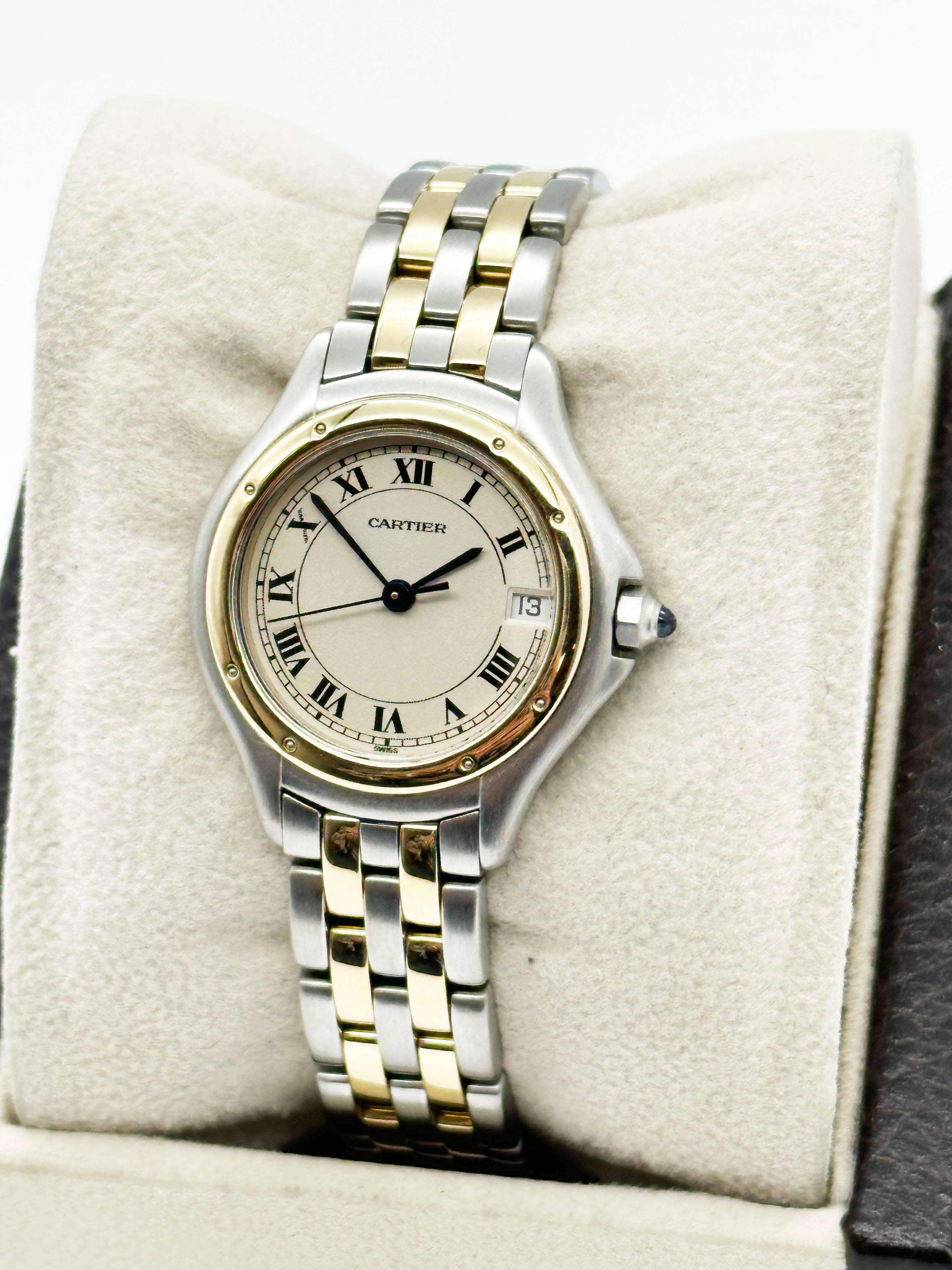 Cartier 119000 Panthere Cougar 18K Yellow Gold Stainless Steel Two Row 26mm In Excellent Condition In San Diego, CA