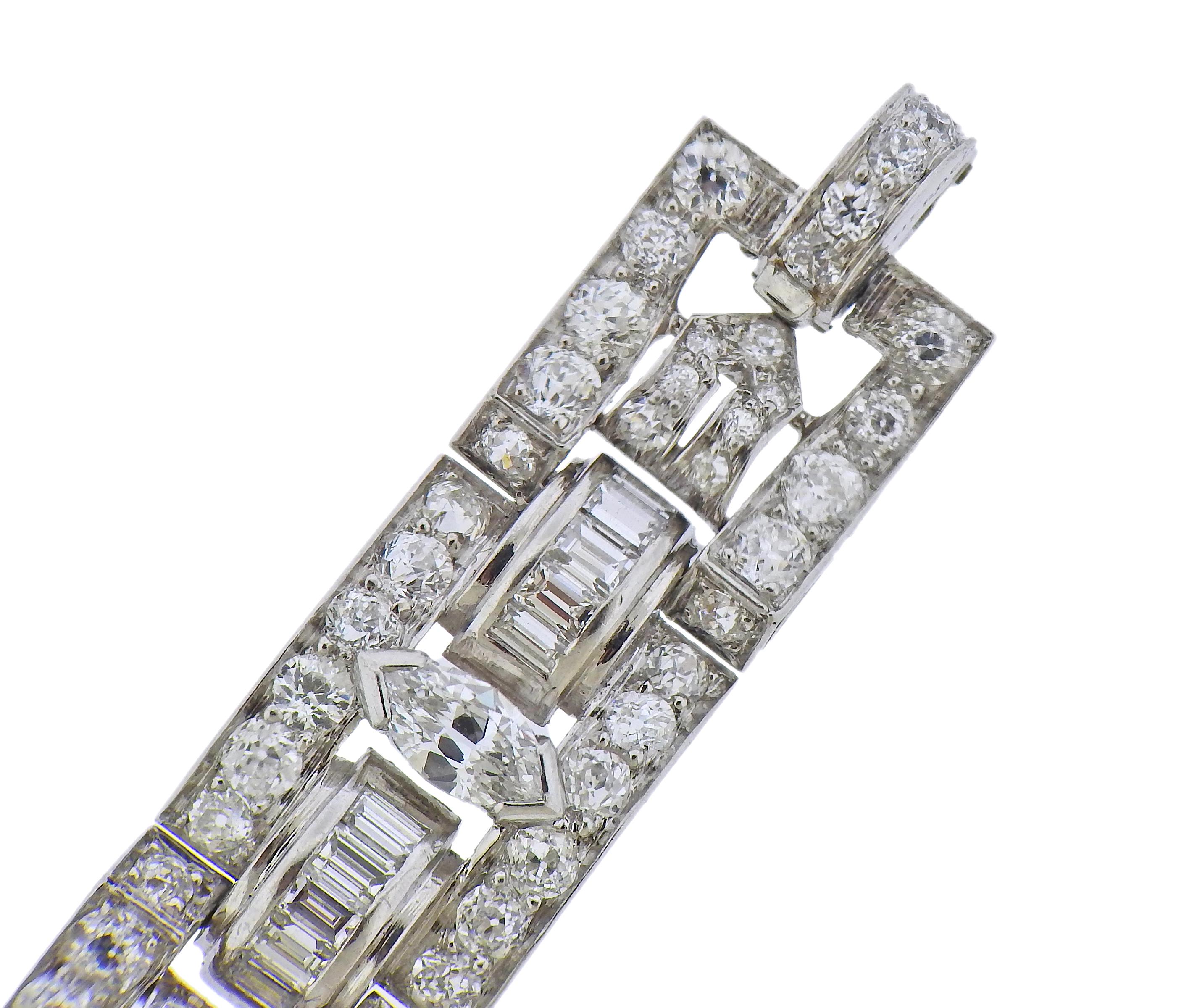Taille mixte Cartier Bracelet Art déco en platine avec diamants de 12 carats en vente
