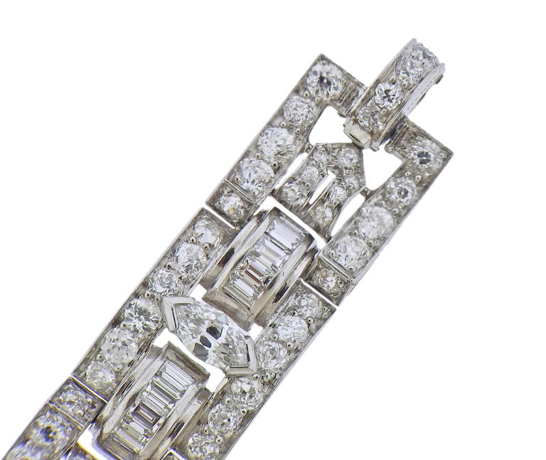 Cartier Art Deco 12 Carat Diamond Platinum Bracelet For Sale at 1stDibs