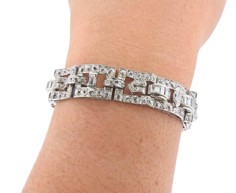 Cartier Art Deco 12 Carat Diamond Platinum Bracelet For Sale at 1stDibs