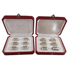 Antique Cartier - 12 Place Card Holders In Sterling Silver And Gold